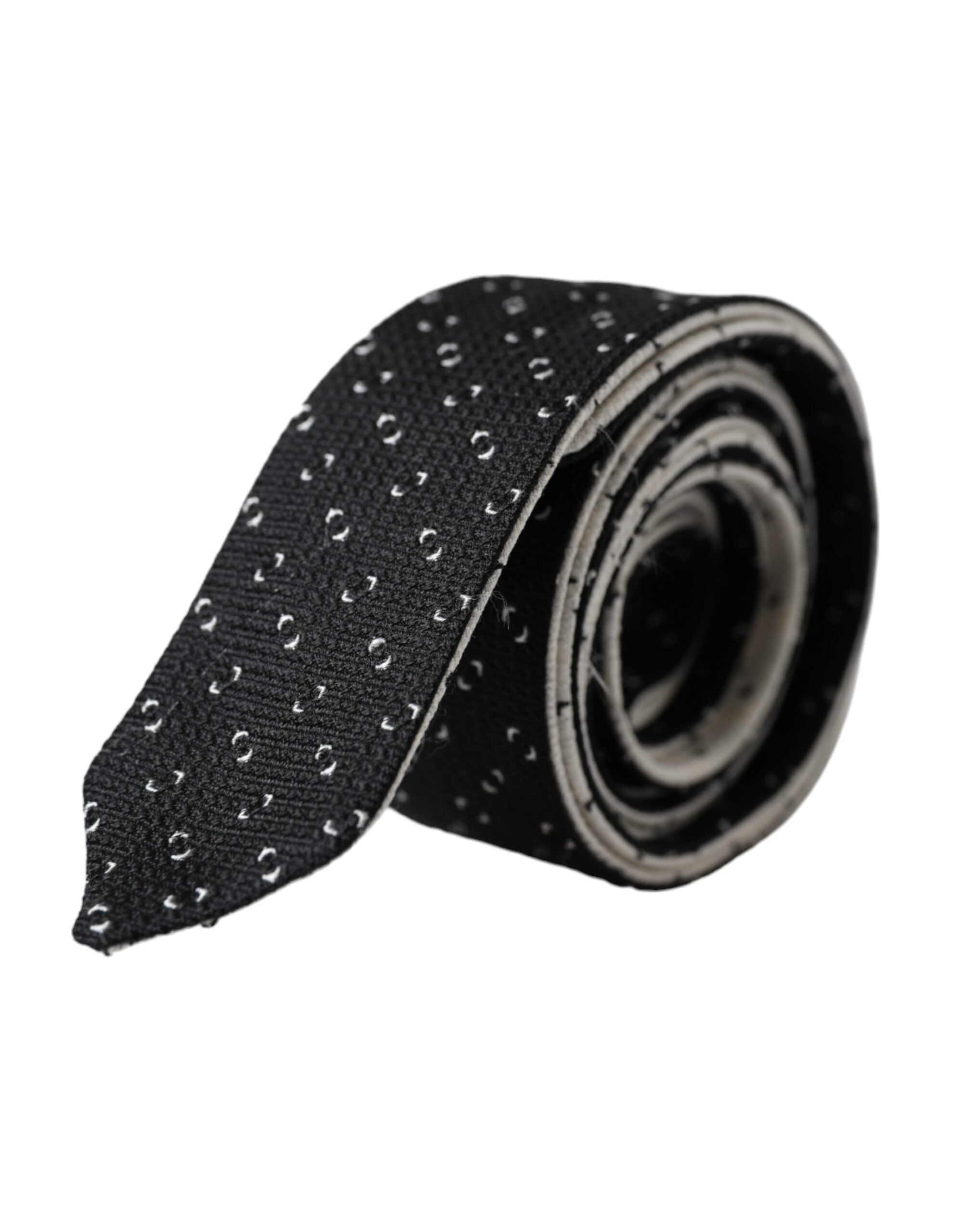 Black White Patterned Adjustable Tie - ventzia