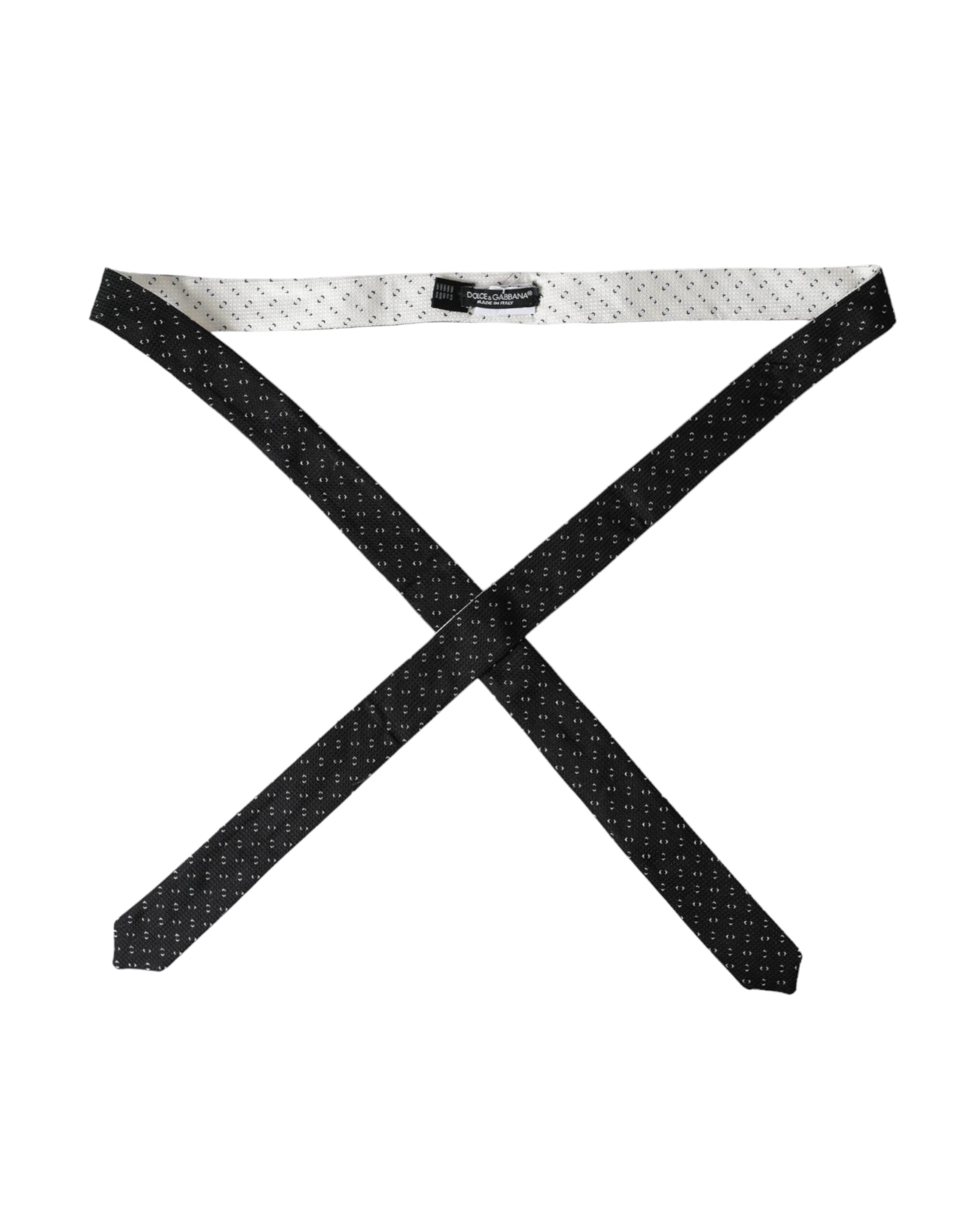 Black White Patterned Adjustable Tie - ventzia