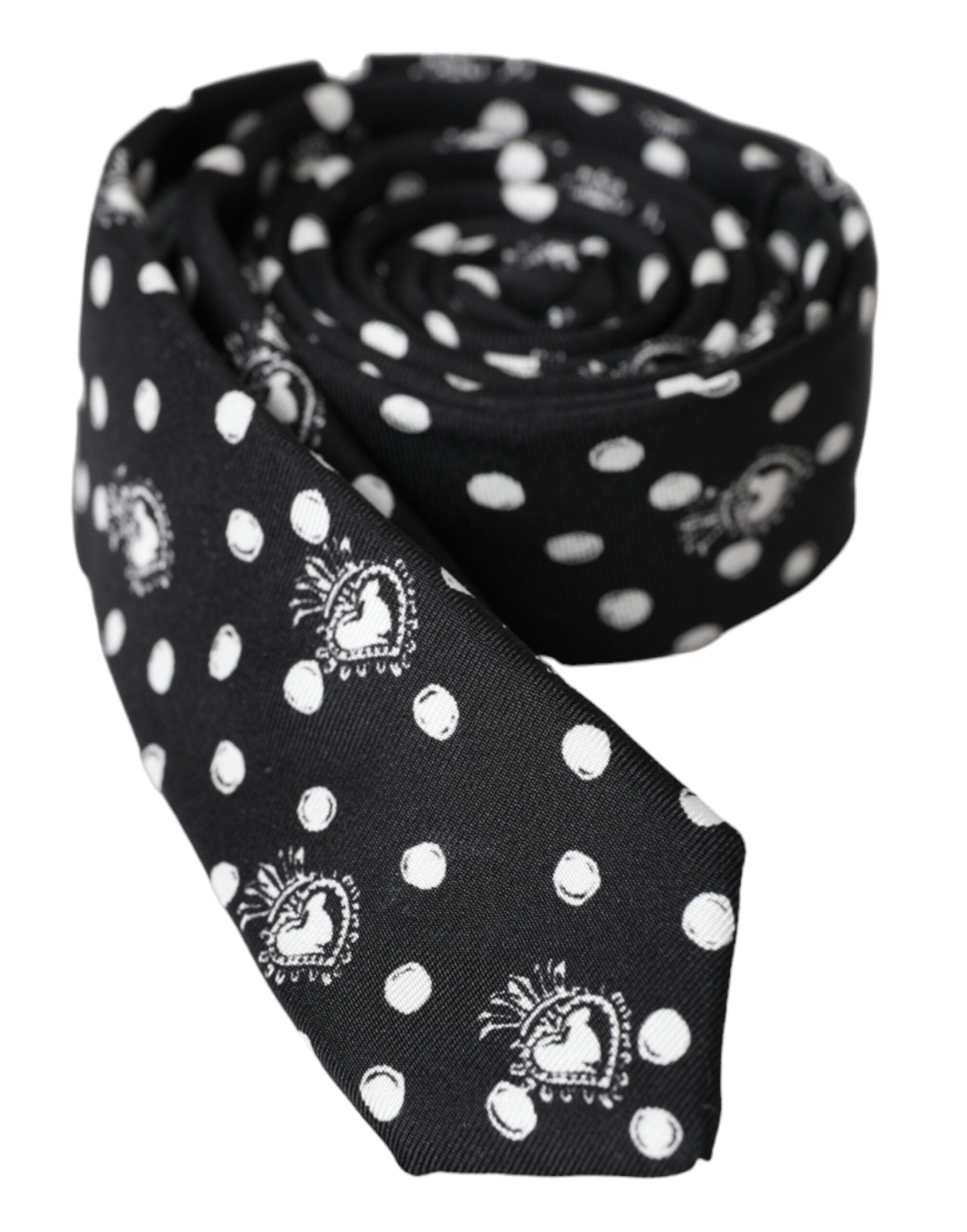Black Heart Polka Dot Adjustable Tie - ventzia