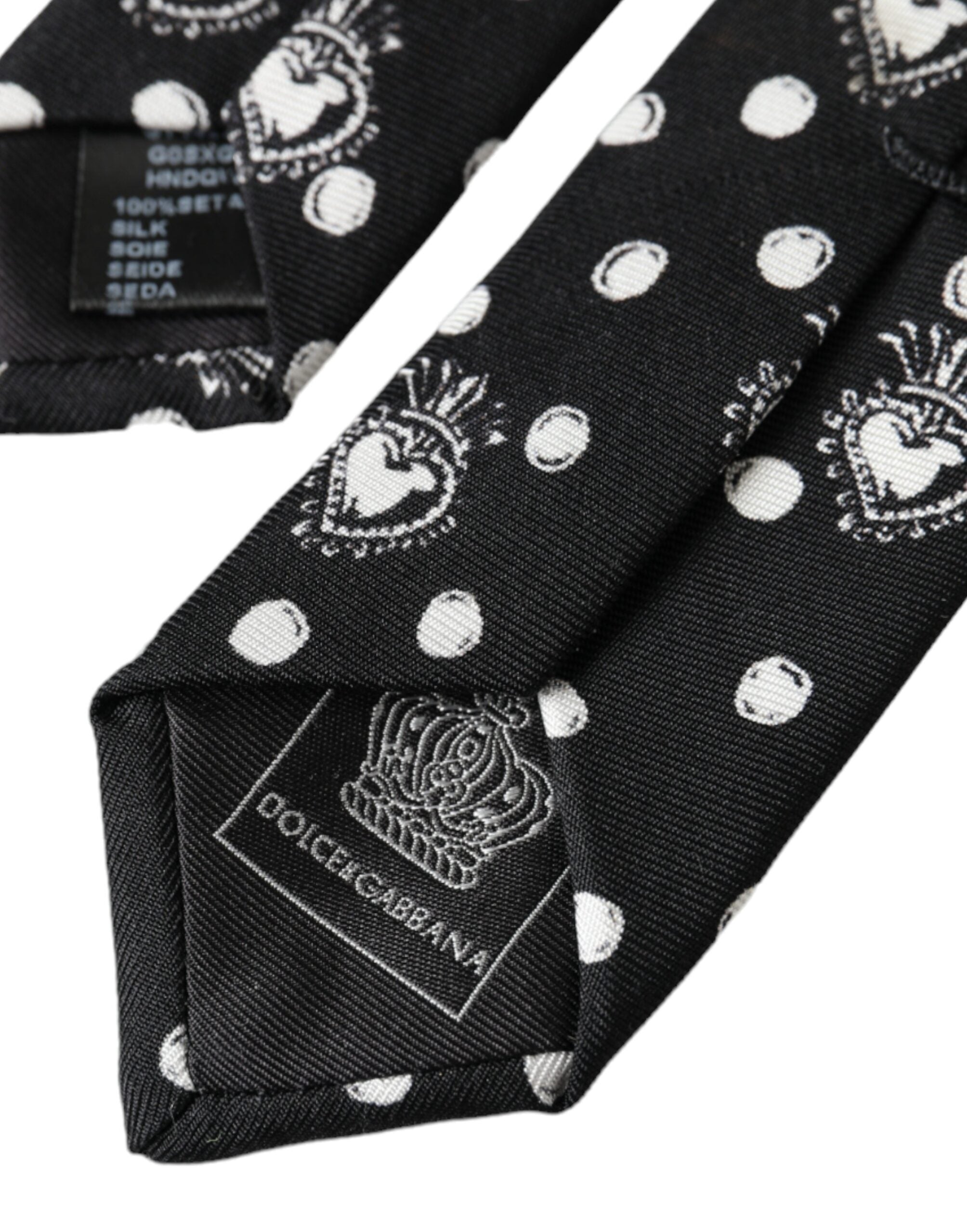 Black Heart Polka Dot Adjustable Tie - ventzia