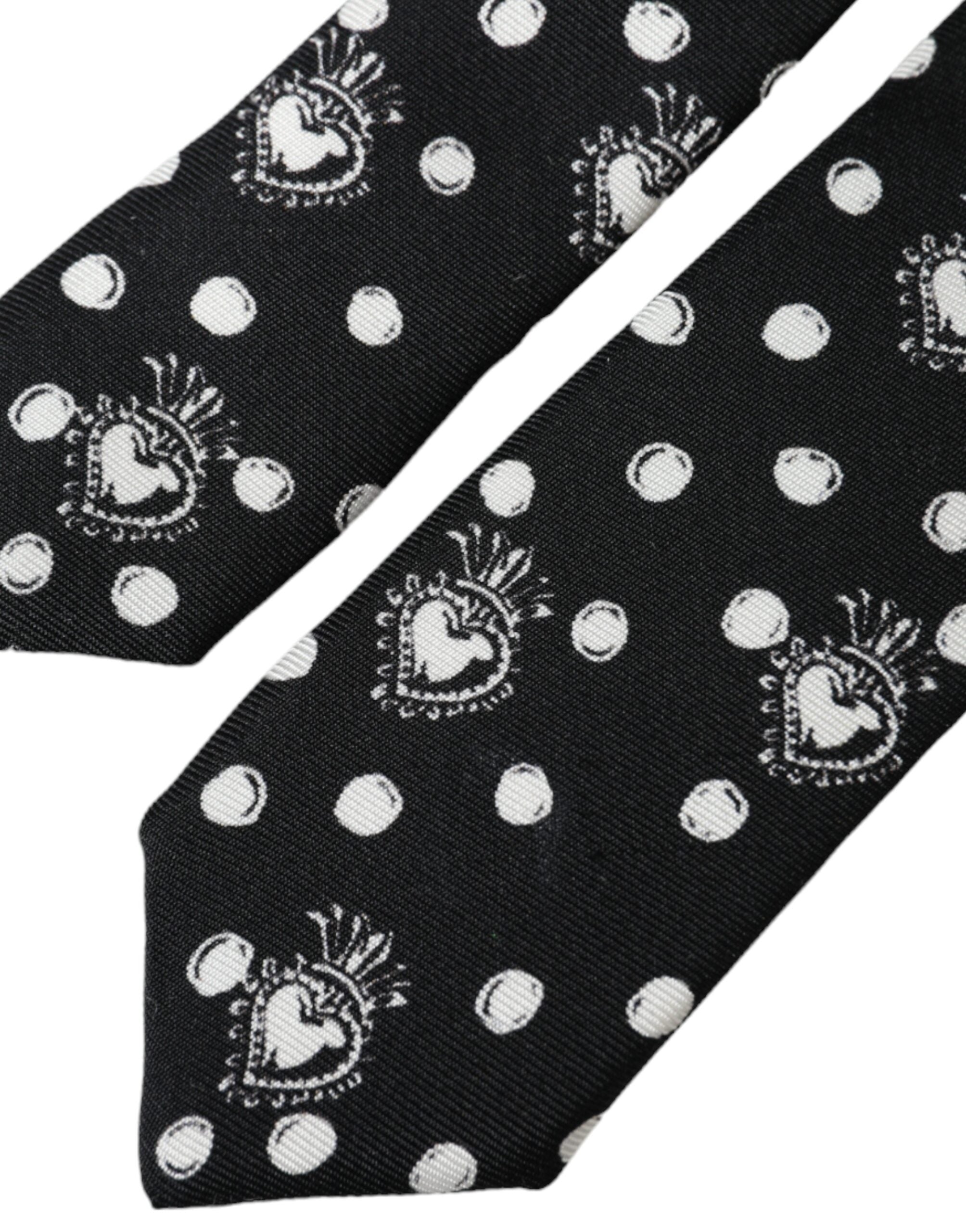 Black Heart Polka Dot Adjustable Tie - ventzia