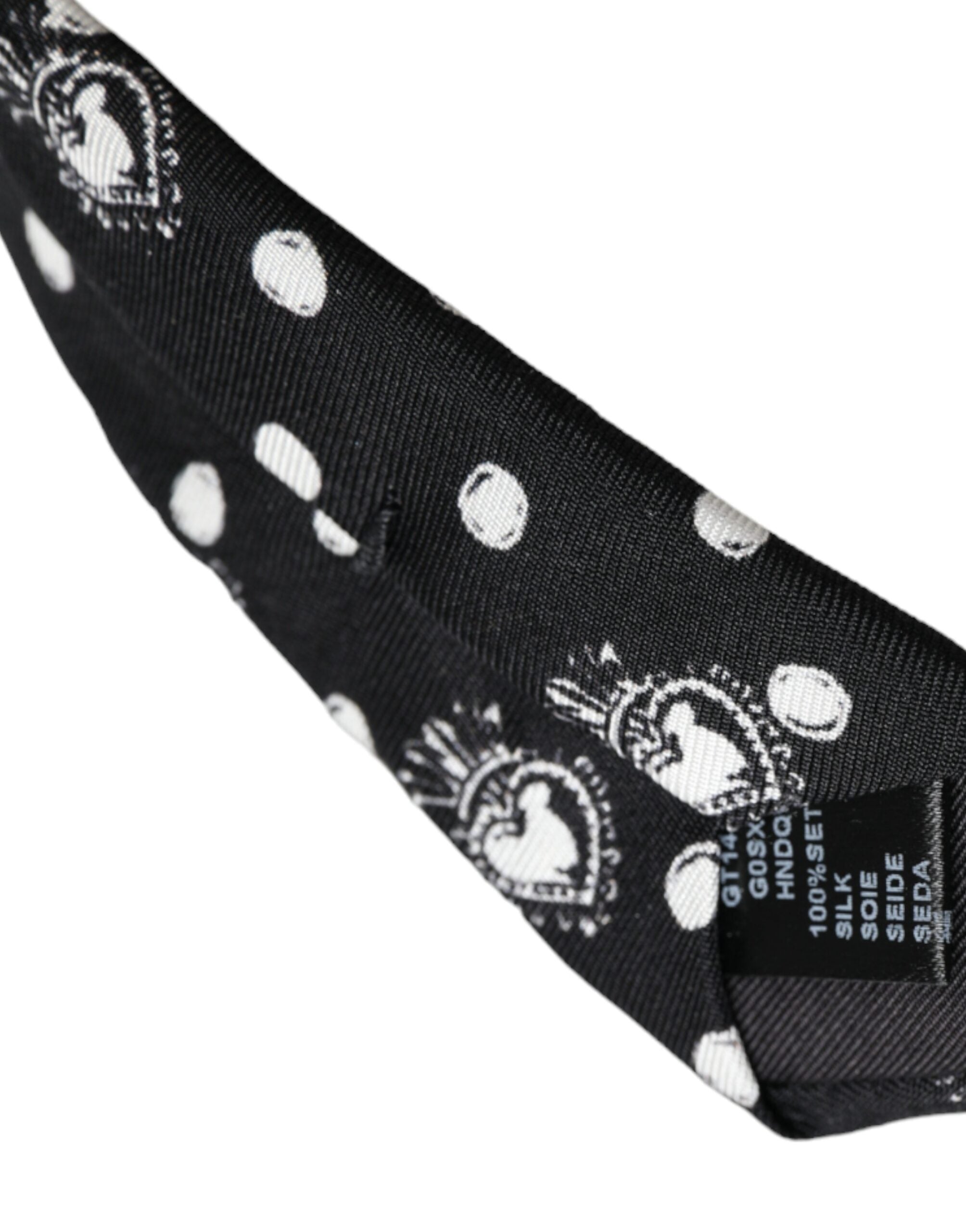Black Heart Polka Dot Adjustable Tie - ventzia