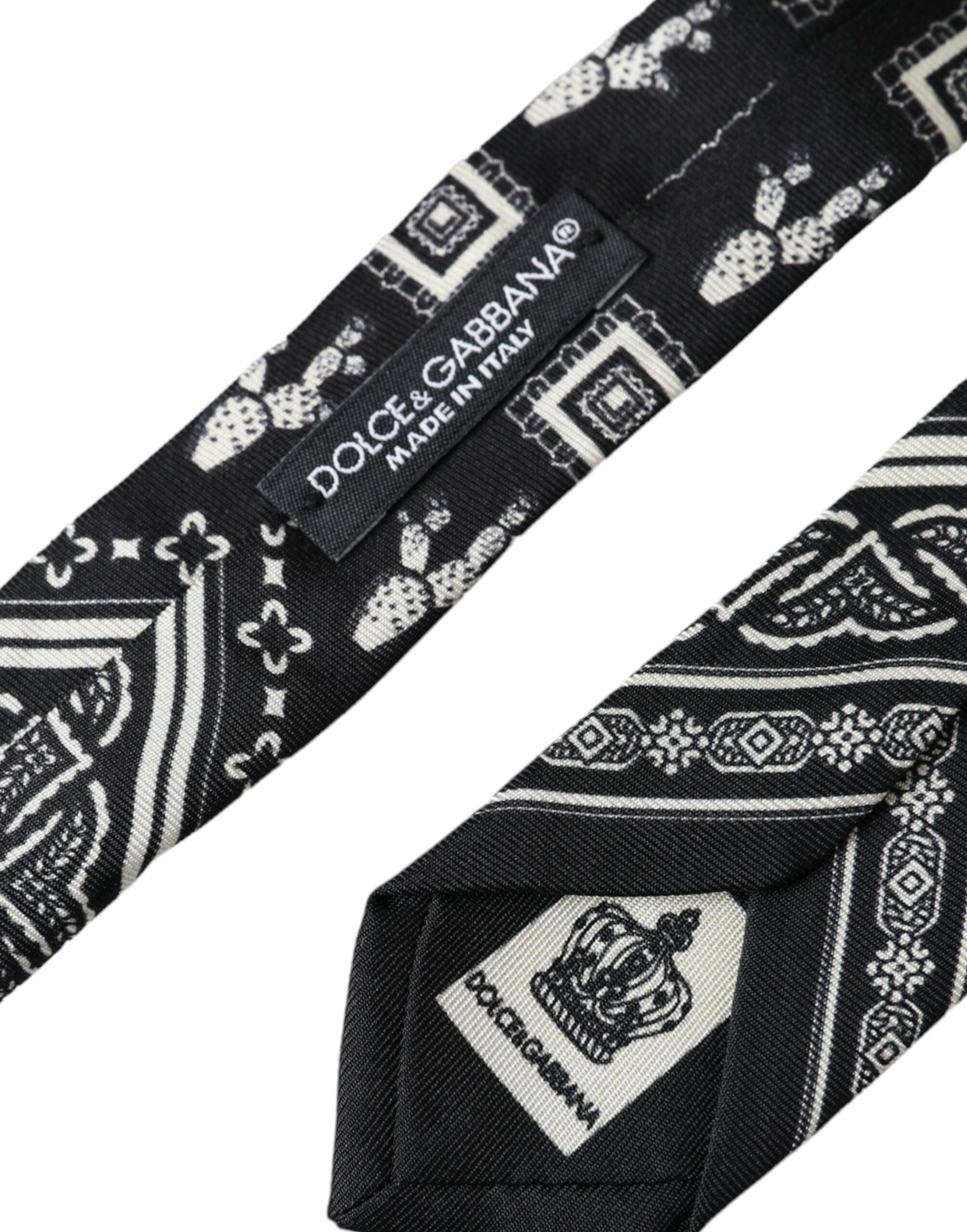 Black Patterned 100%Silk Adjustable Tie - ventzia