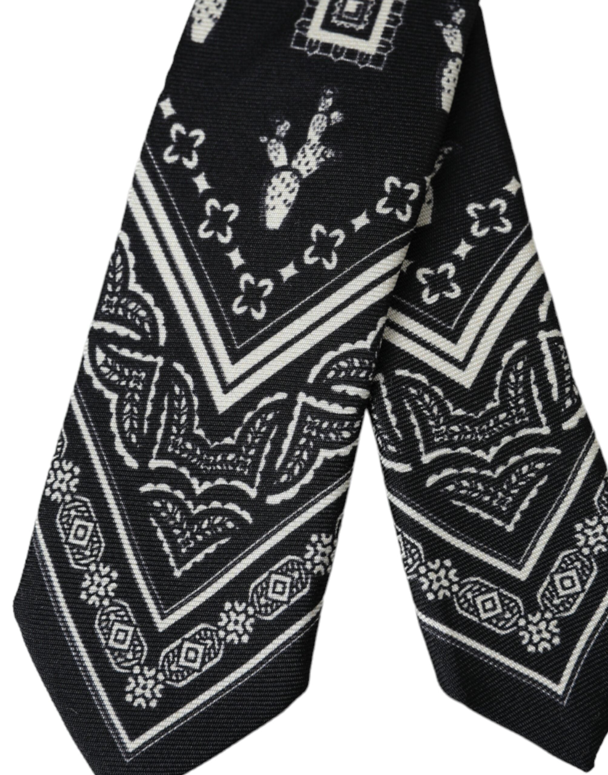 Black Patterned 100%Silk Adjustable Tie - ventzia