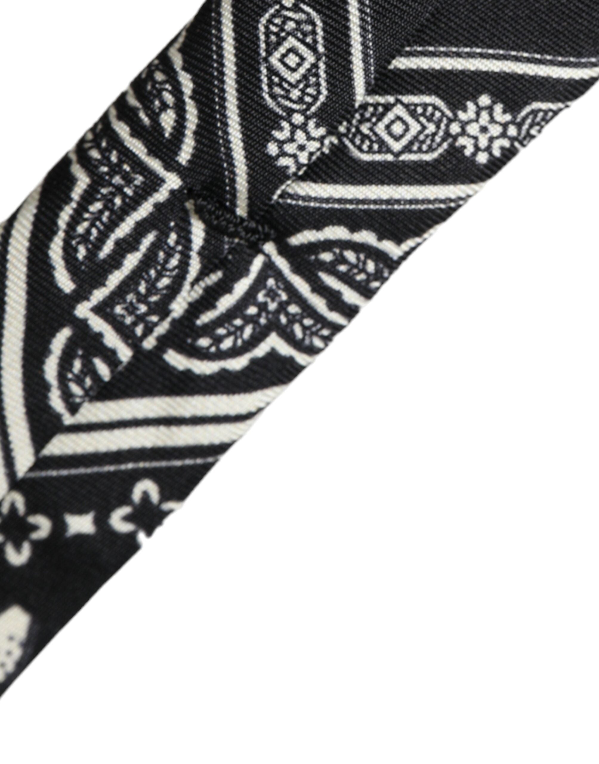 Black Patterned 100%Silk Adjustable Tie - ventzia
