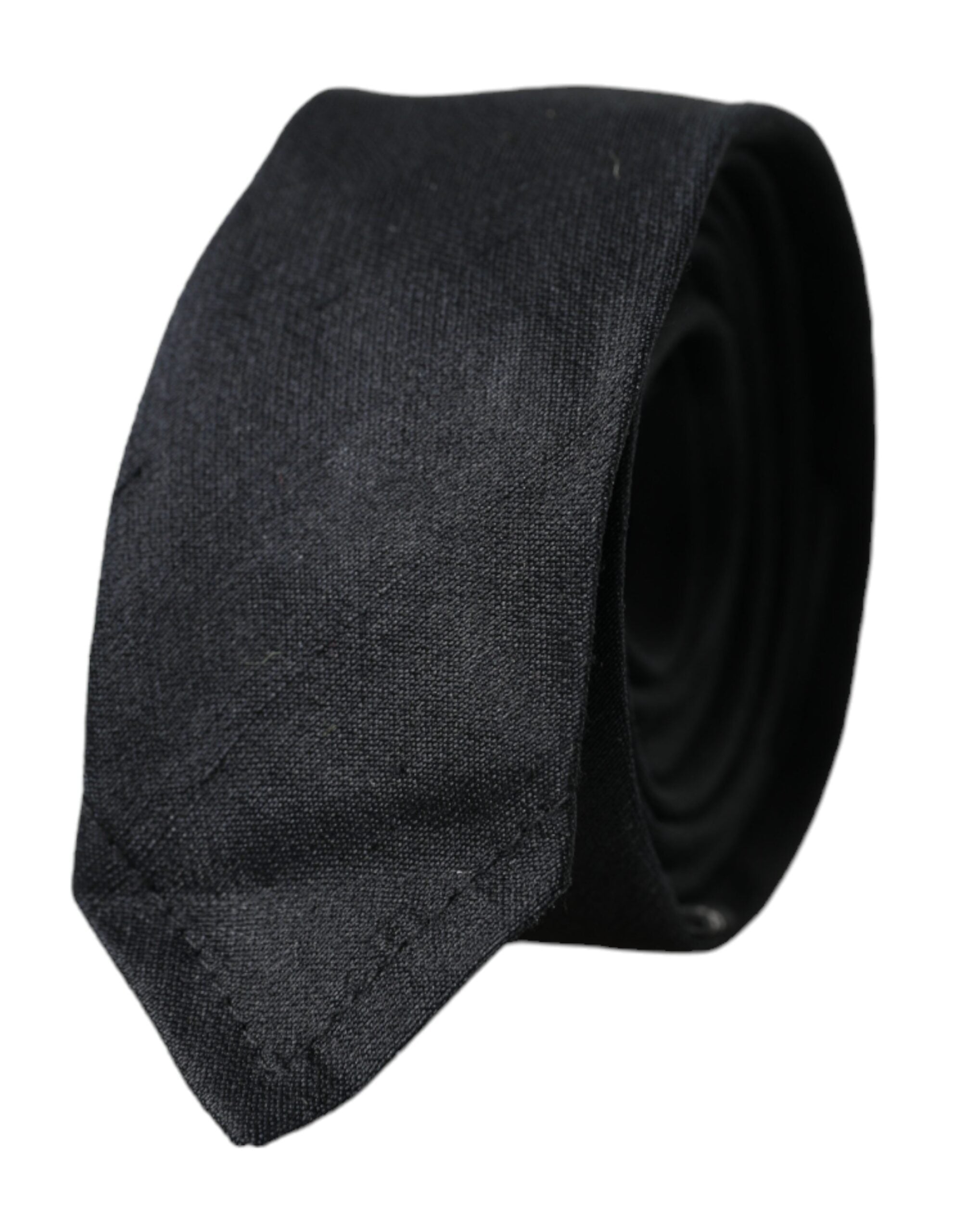 Black Solid 100% Silk Adjustable Tie - ventzia