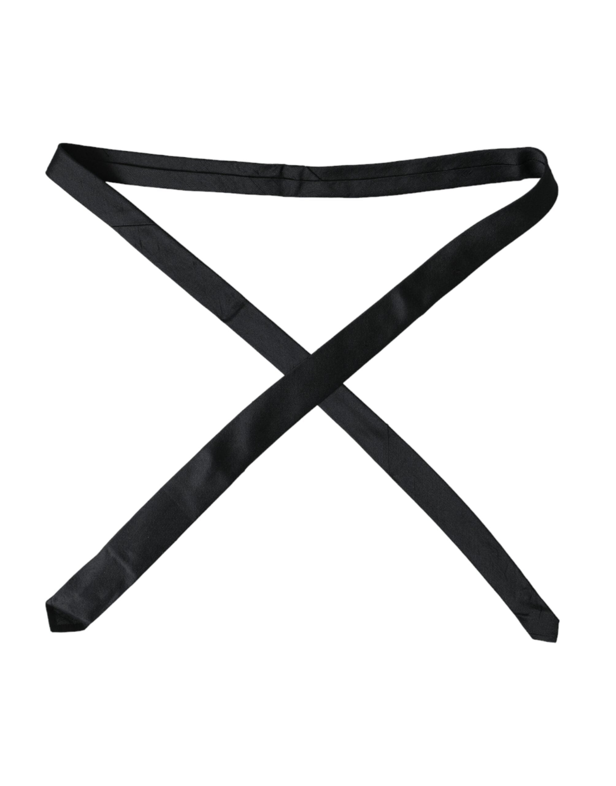 Black Solid 100% Silk Adjustable Tie - ventzia