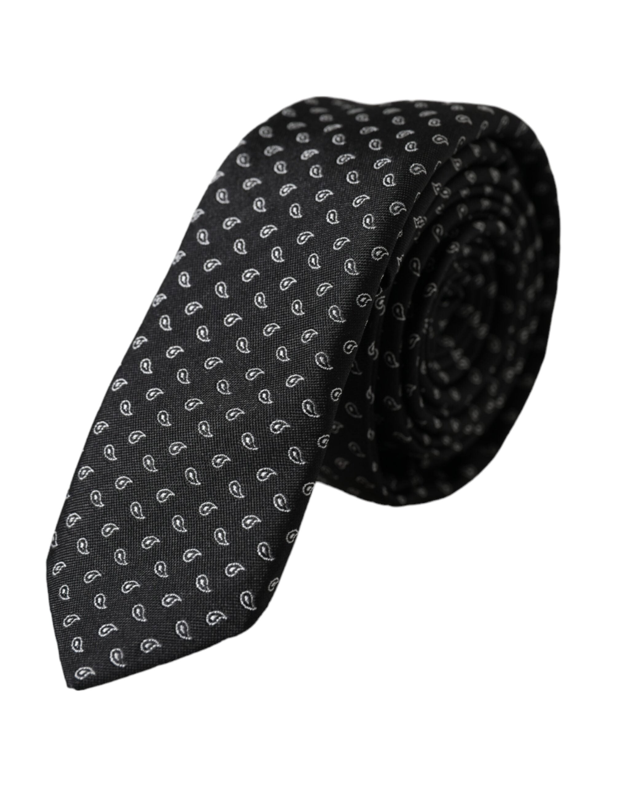 Black Jacquard Patterned Silk Adjustable Men Tie - ventzia