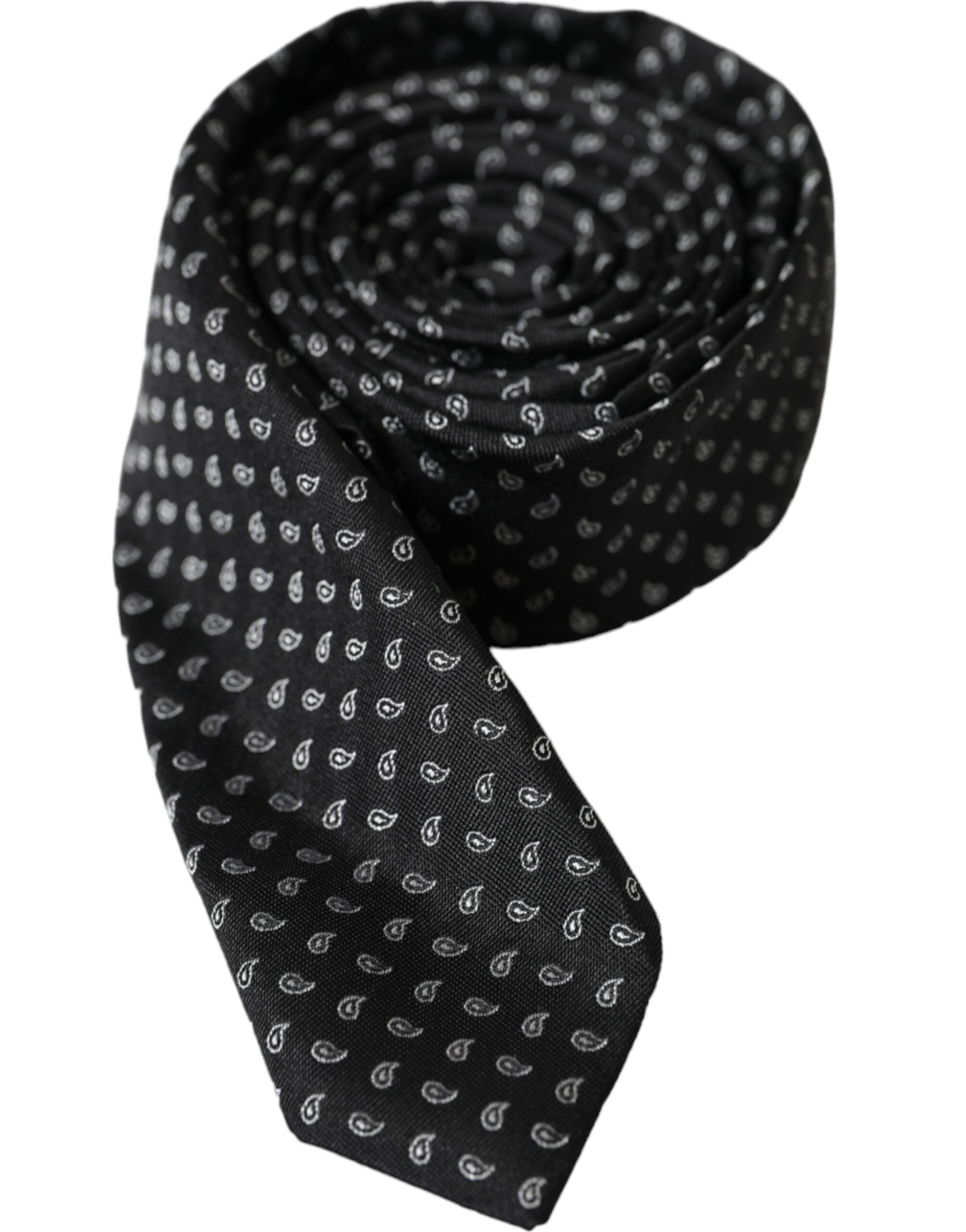 Black Jacquard Patterned Silk Adjustable Men Tie - ventzia