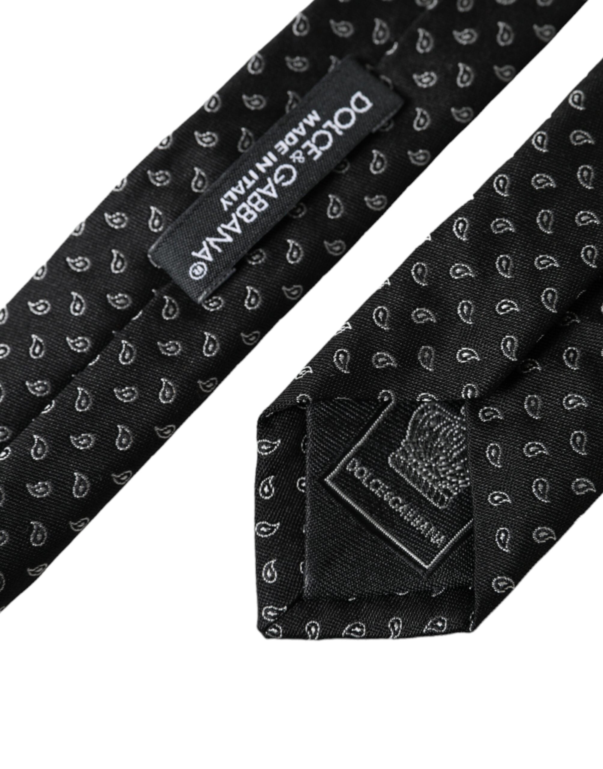 Black Jacquard Patterned Silk Adjustable Men Tie - ventzia