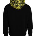 Black Logo Cotton Hooded Sweatshirt Sweater - ventzia
