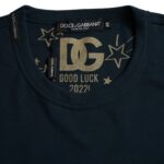 Dark Blue Cotton Round Neck Short Sleeves T-shirt - ventzia