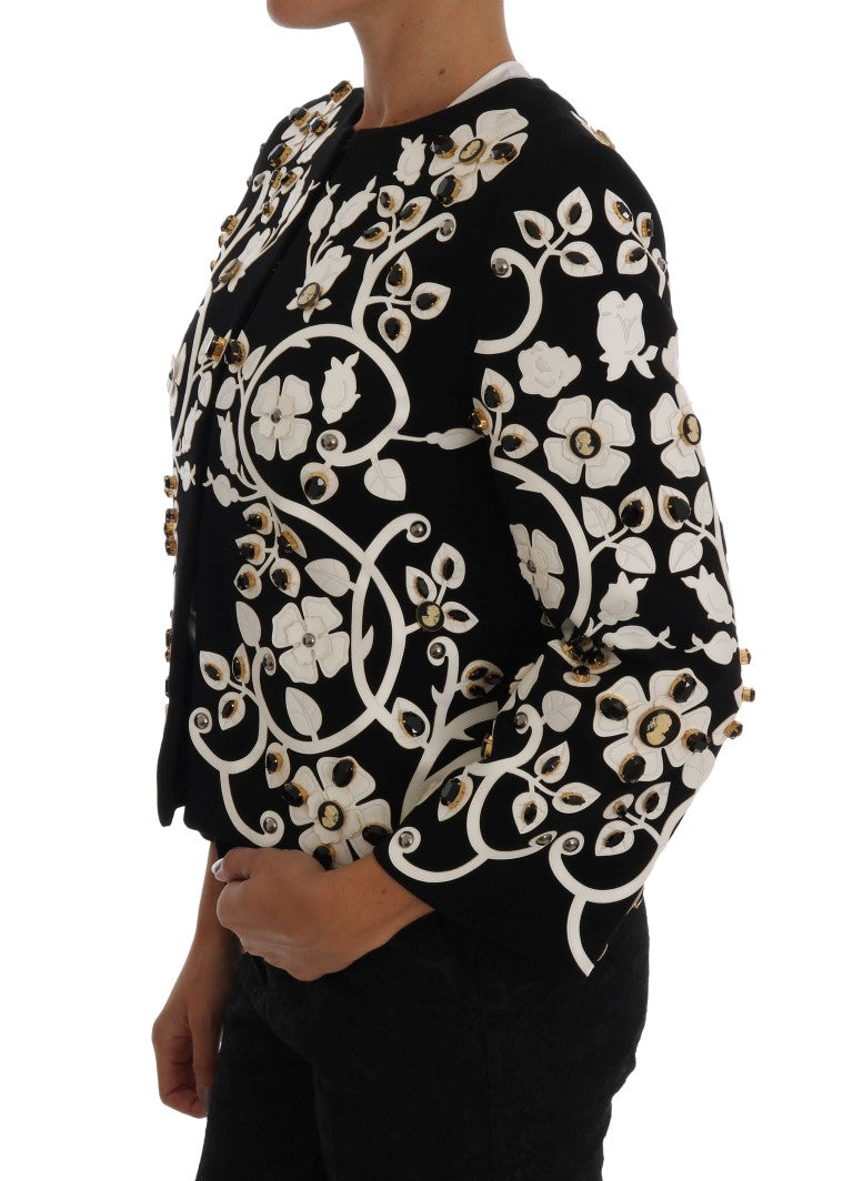 Floral Embroidered Crystal Wool Coat Jacket - ventzia