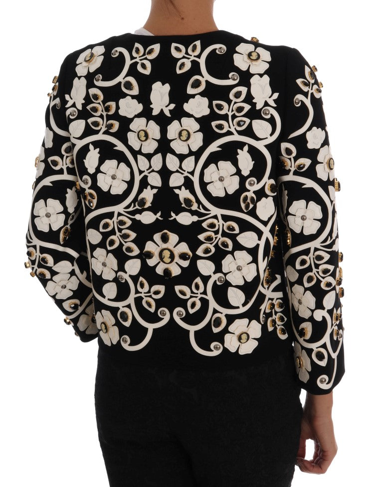 Floral Embroidered Crystal Wool Coat Jacket - ventzia