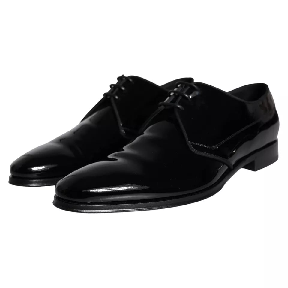 Black Calfskin Leather Derby Men Dress Shoes - ventzia