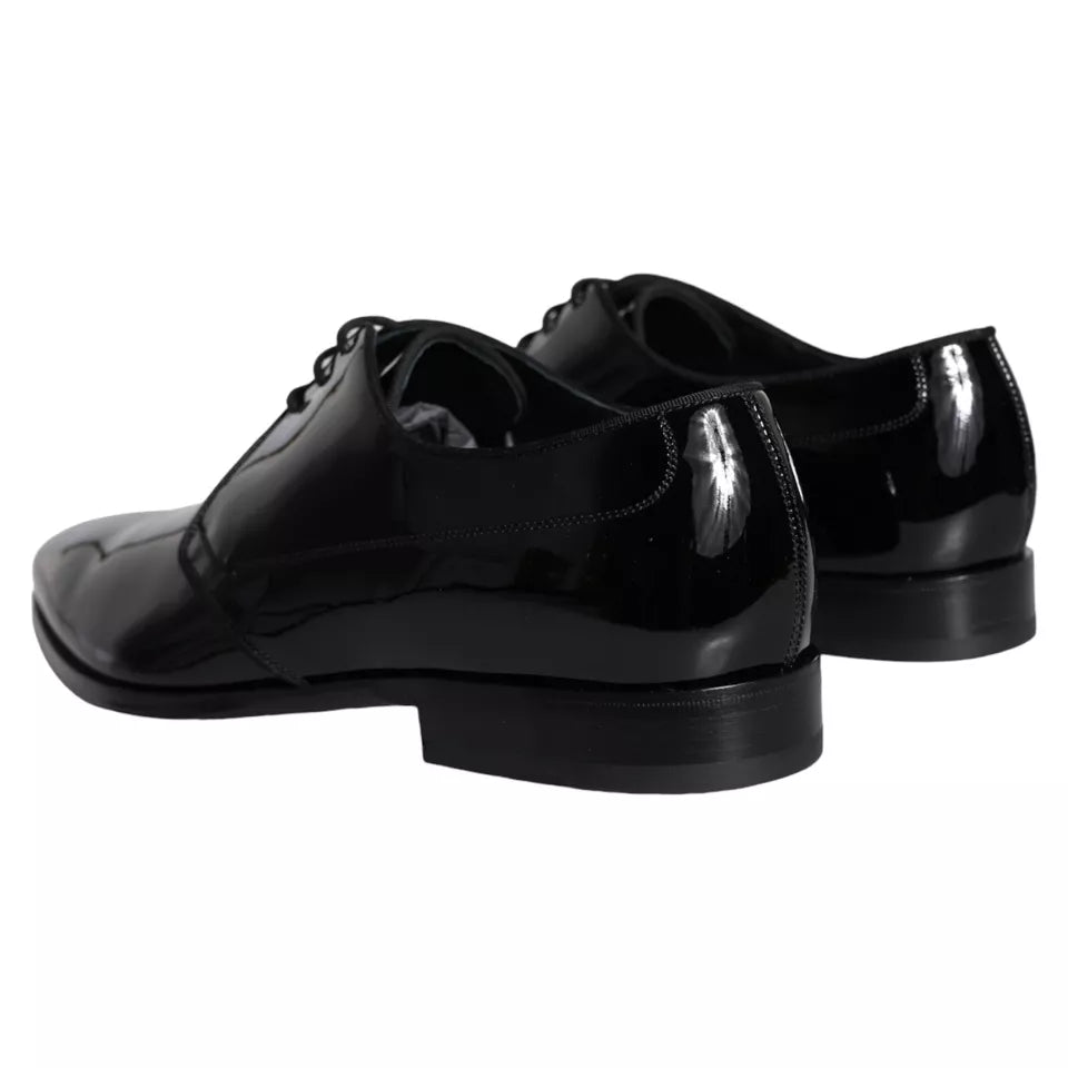 Black Calfskin Leather Derby Men Dress Shoes - ventzia