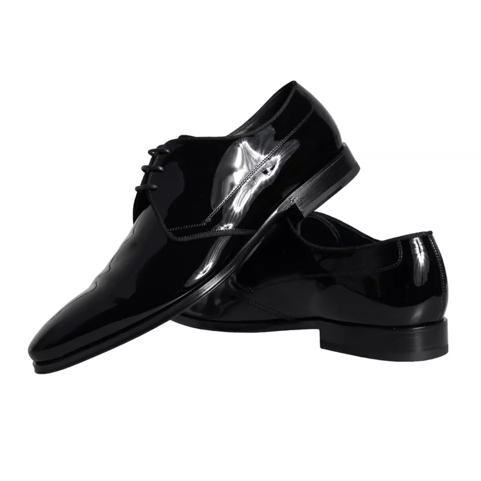 Black Calfskin Leather Derby Men Dress Shoes - ventzia