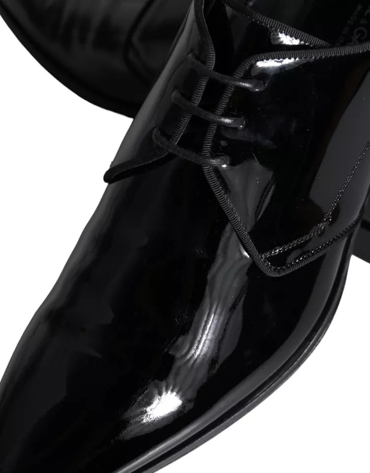 Black Calfskin Leather Derby Men Dress Shoes - ventzia