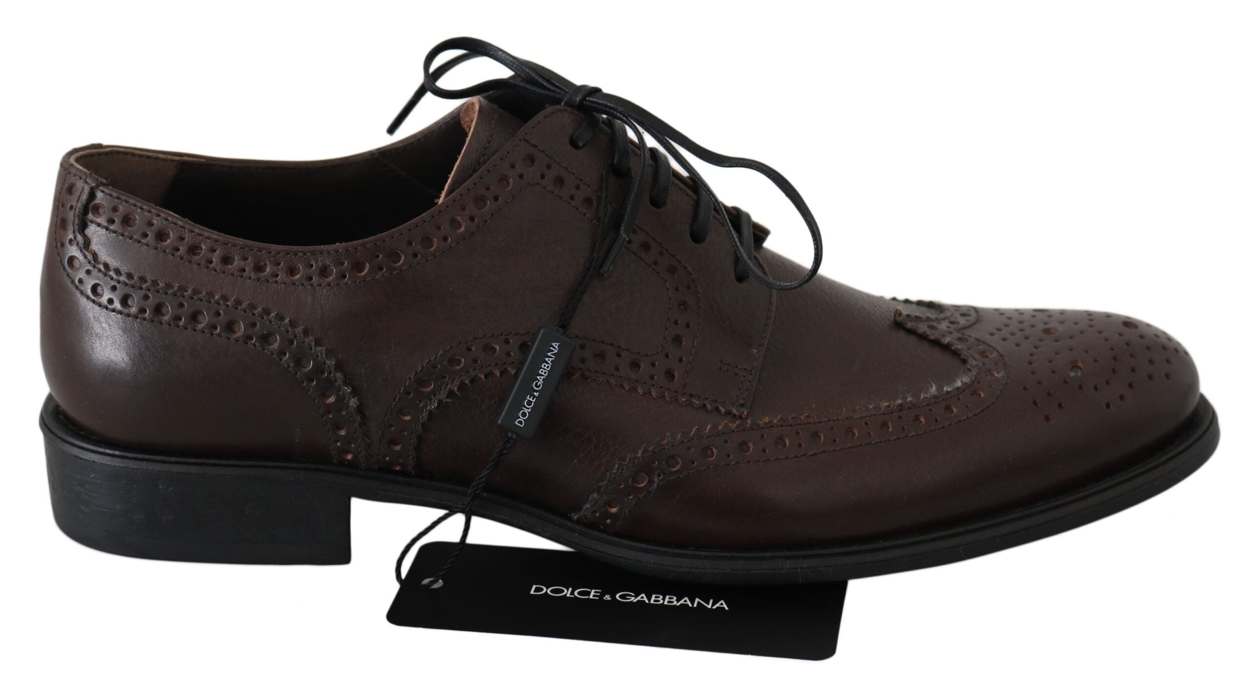 Brown Leather Brogue Derby Dress Shoes - ventzia
