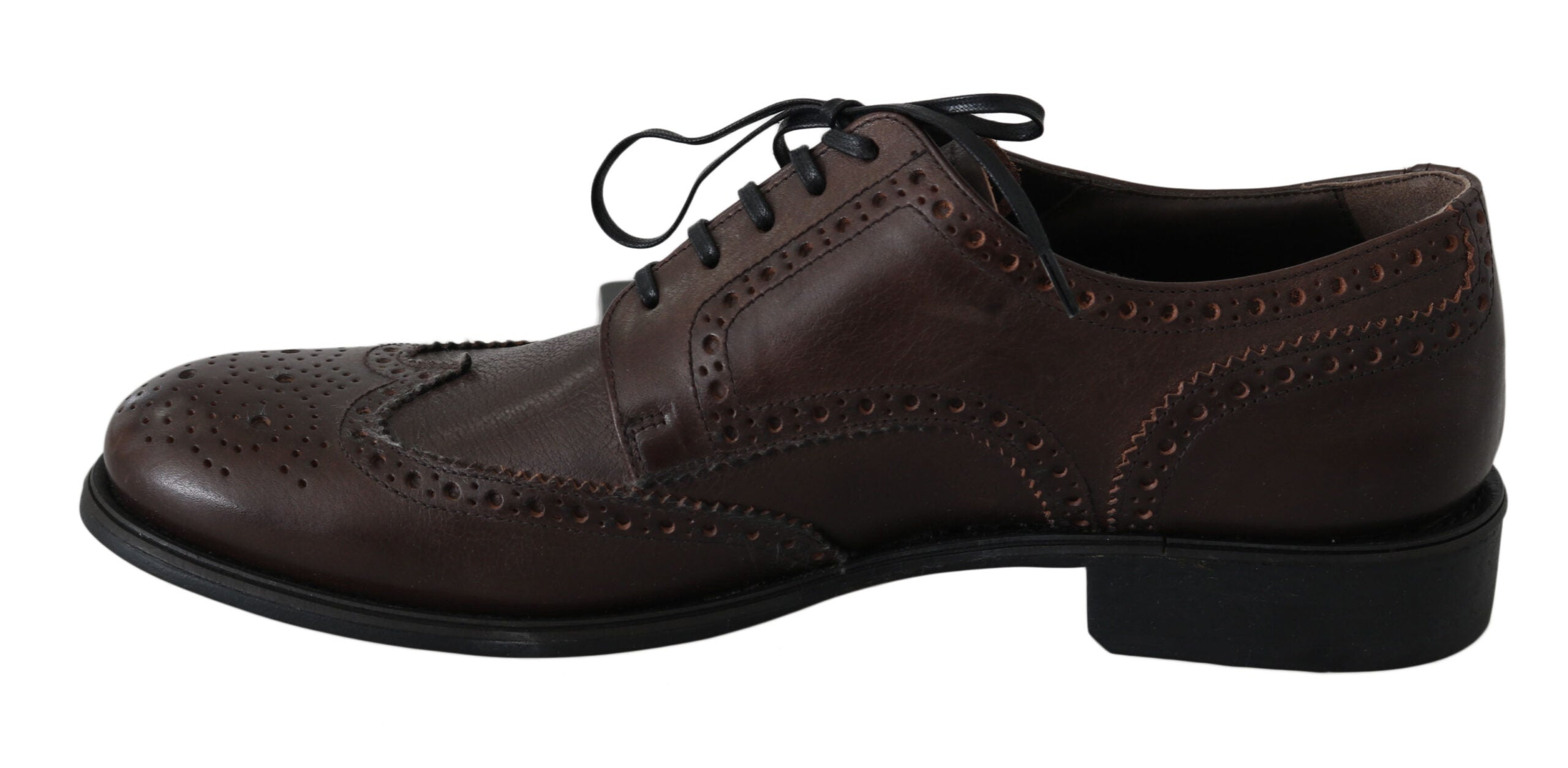 Brown Leather Brogue Derby Dress Shoes - ventzia