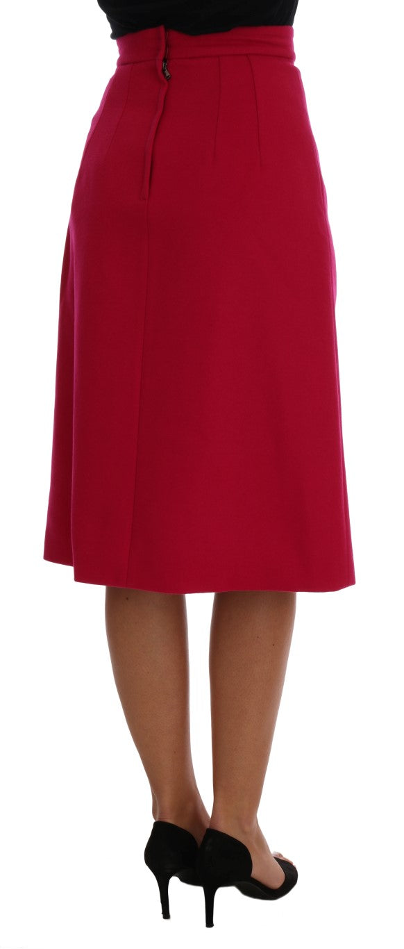 Elegant Pink Wool A-Line Knee-Length Skirt - ventzia