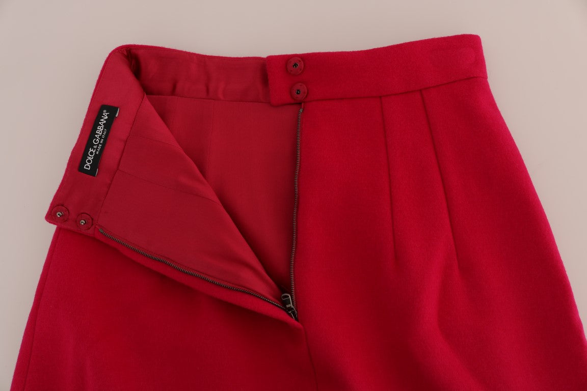 Elegant Pink Wool A-Line Knee-Length Skirt - ventzia