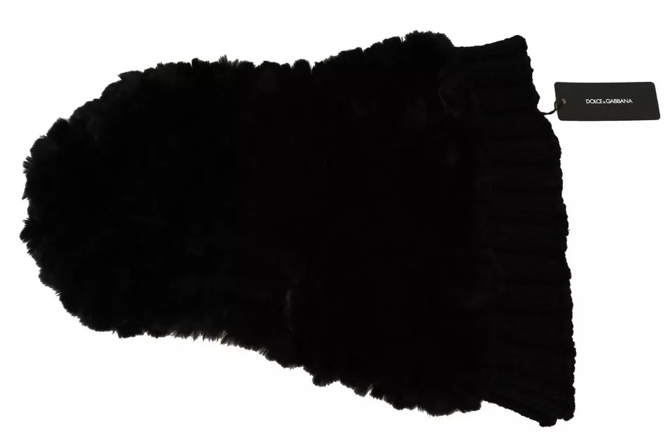 Black Silver Fox Fur Cashmere Hooded Scarf - ventzia