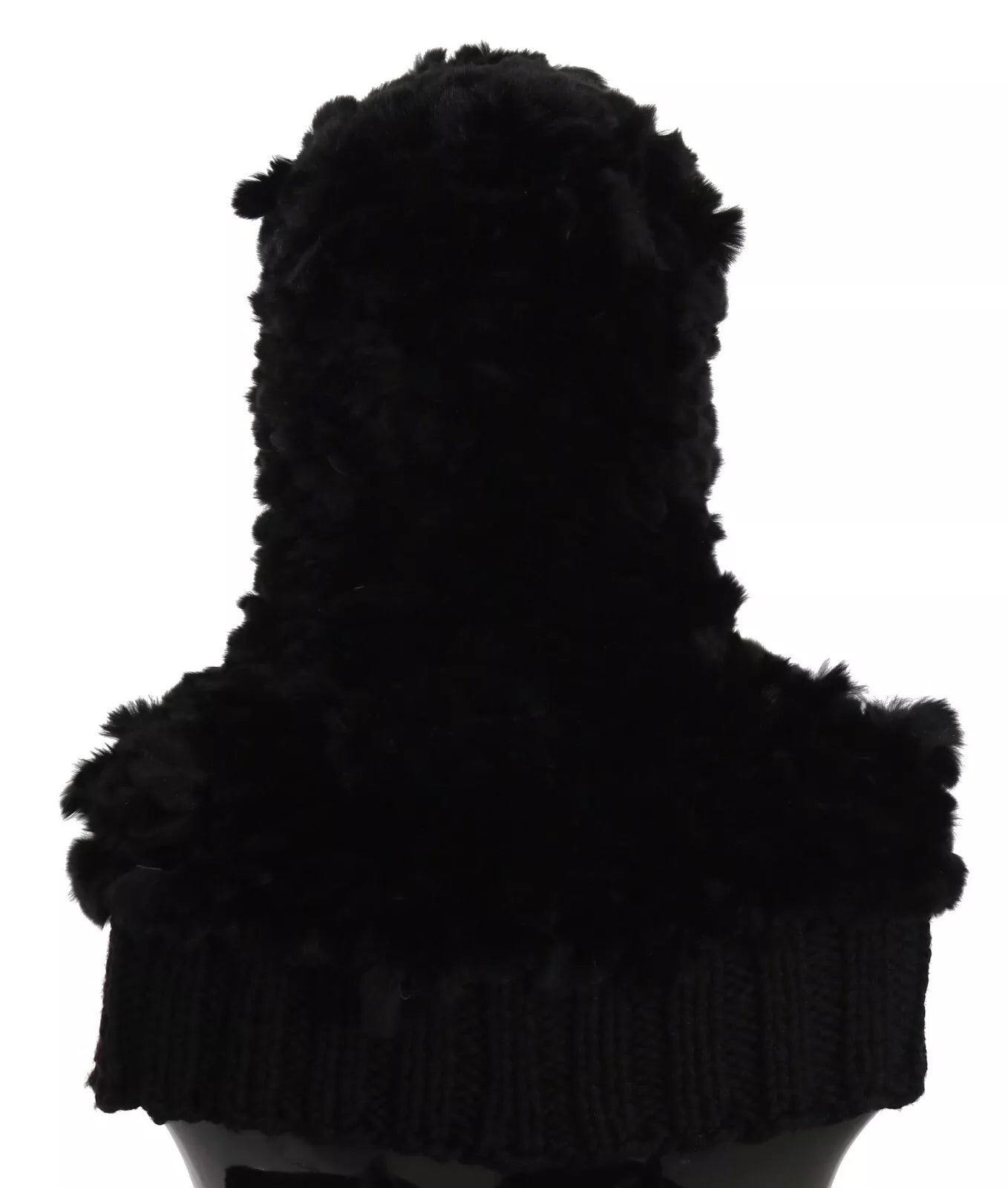 Black Silver Fox Fur Cashmere Hooded Scarf - ventzia