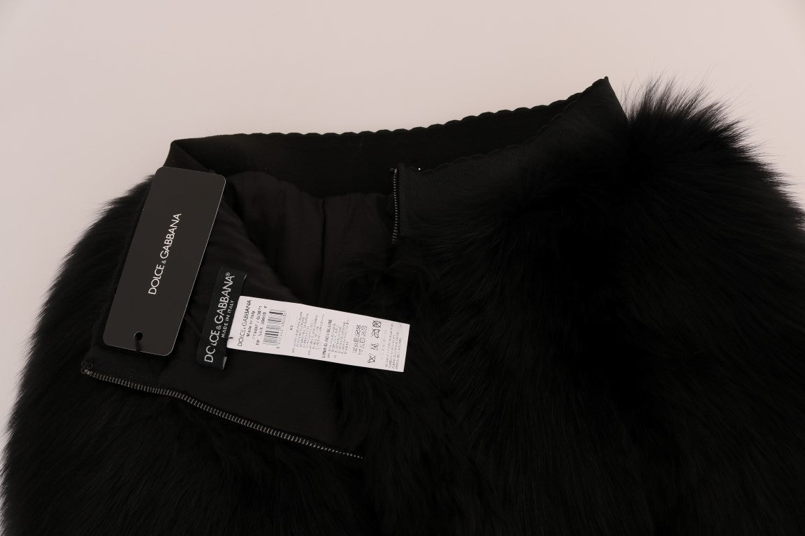 Elegant Black Fur Mini Shorts Hot Pants - ventzia