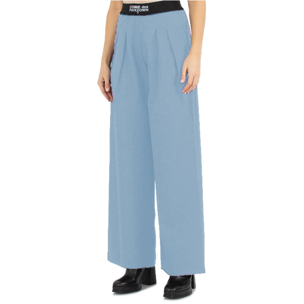 Light Blue Polyester Women Palazzo Pants - ventzia