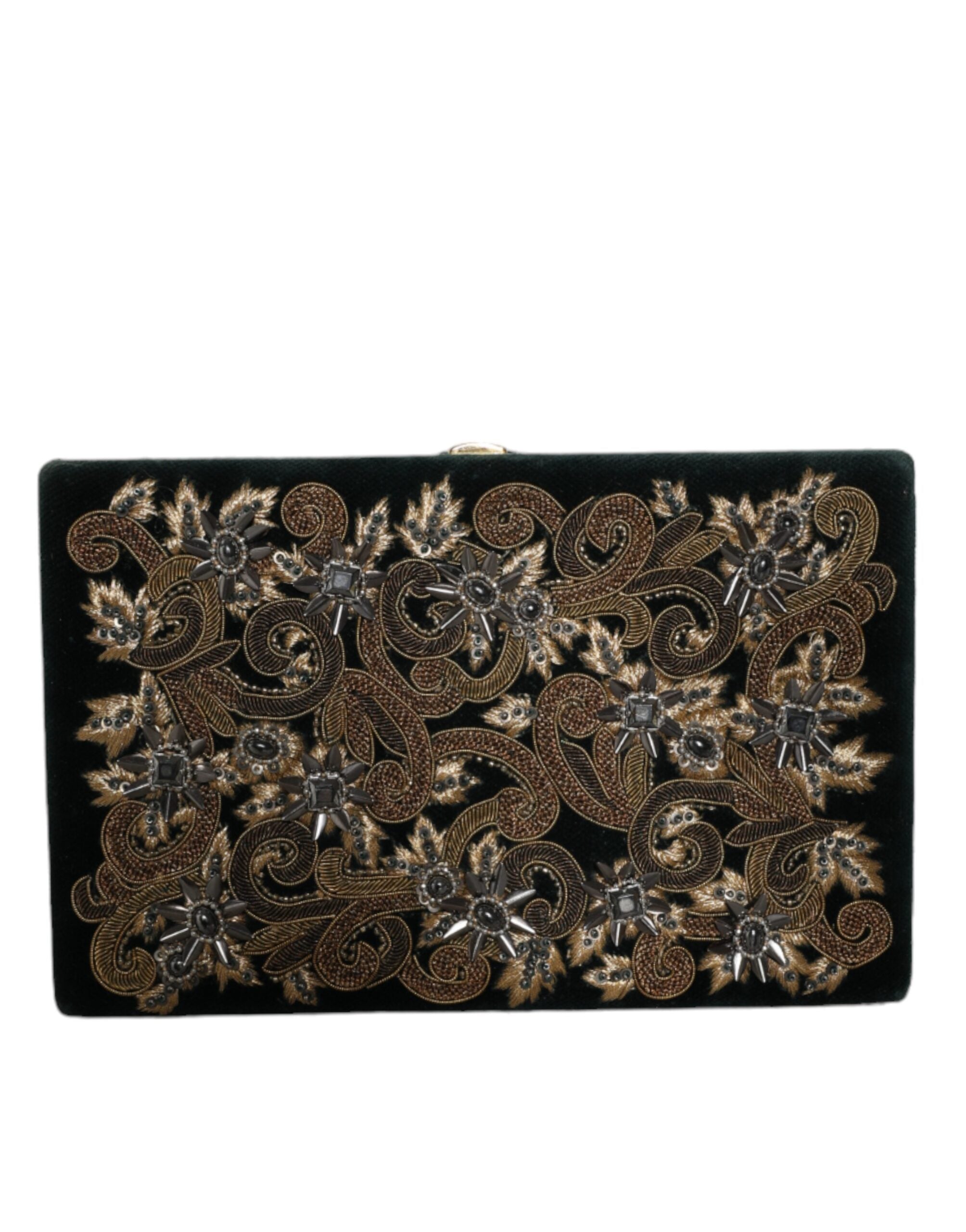 Black Velvet Gold Frame Clutch Evening Party Purse Bag - ventzia