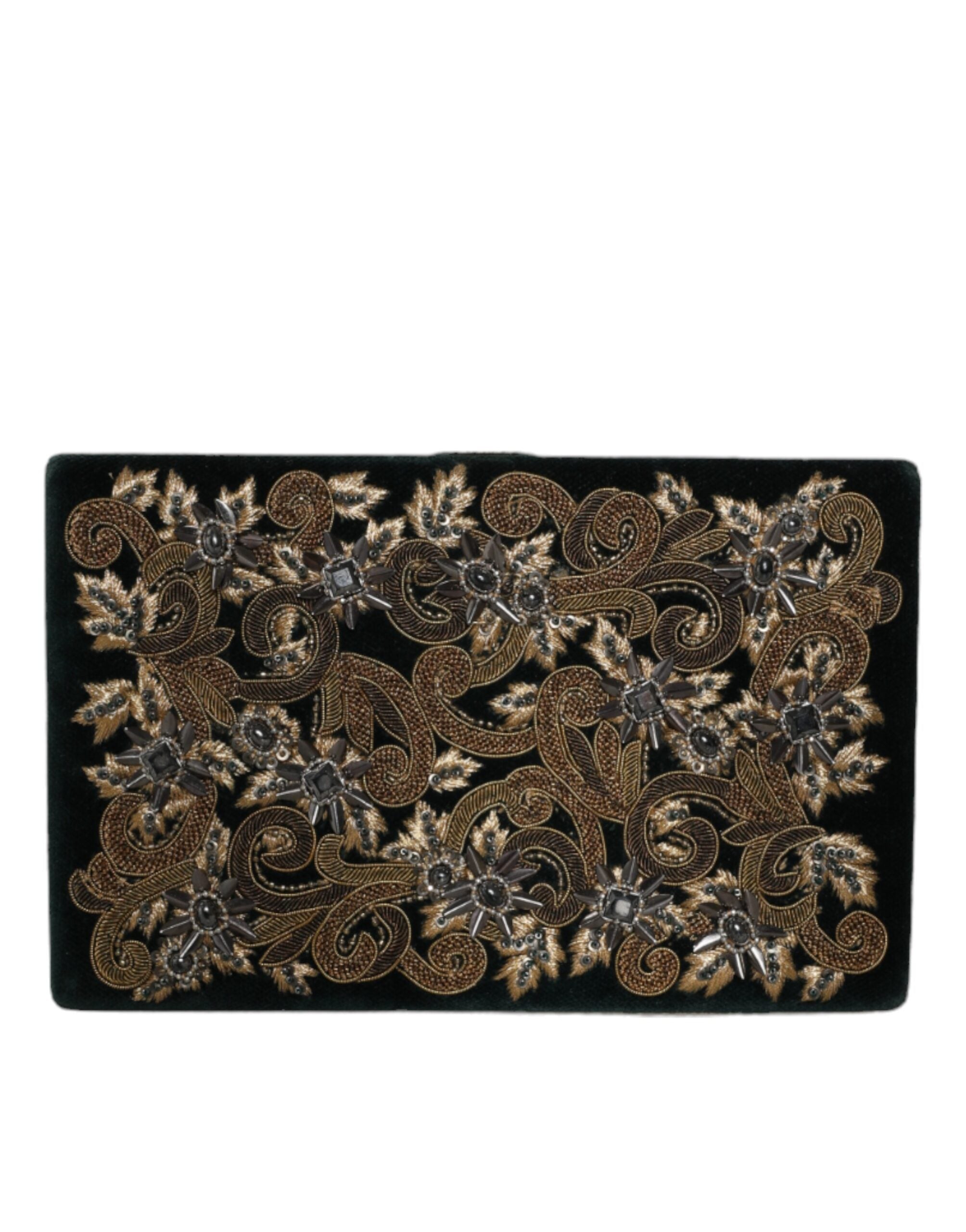 Black Velvet Gold Frame Clutch Evening Party Purse Bag - ventzia