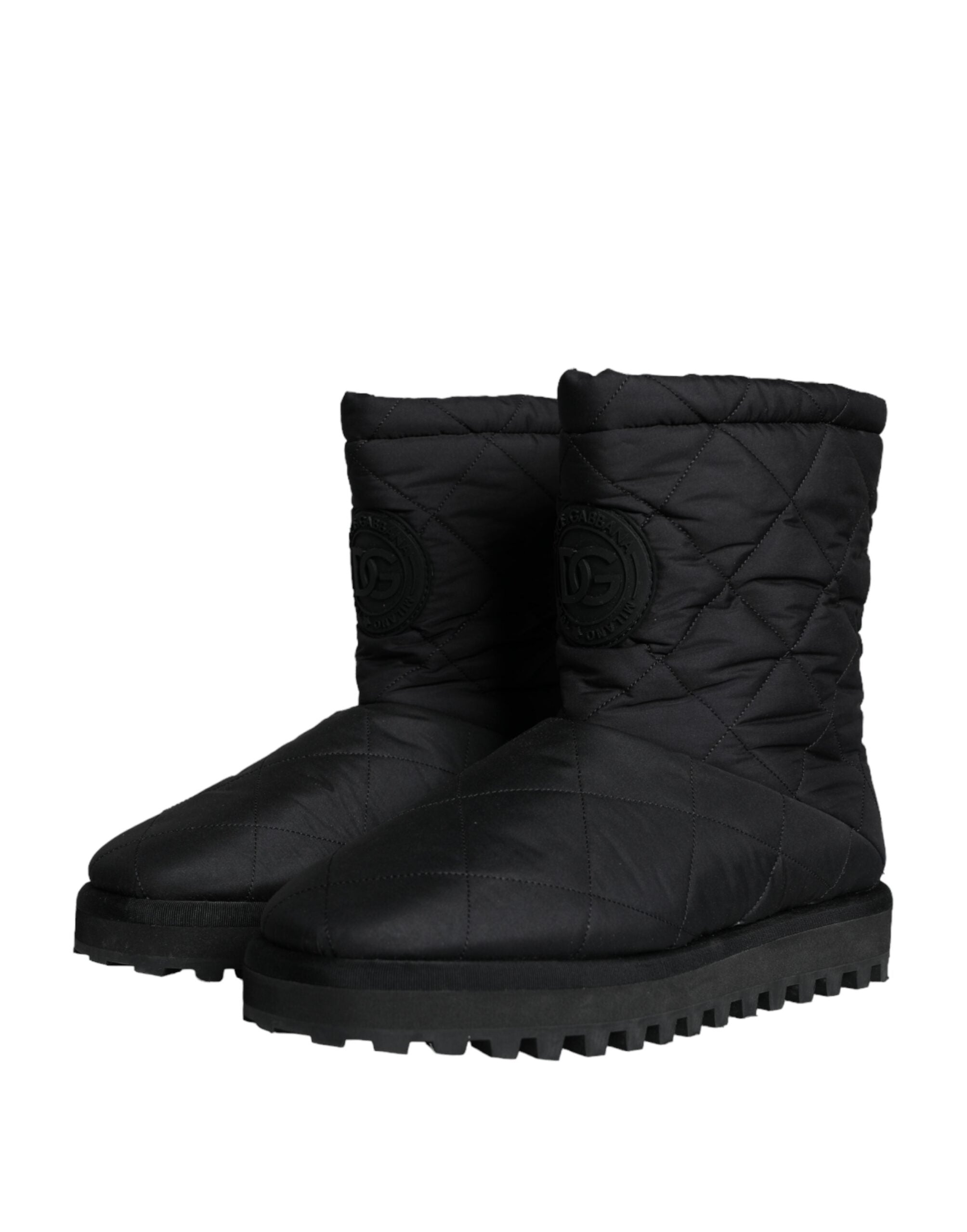 Black Nylon Padded Mid Calf Men Boots Shoes - ventzia
