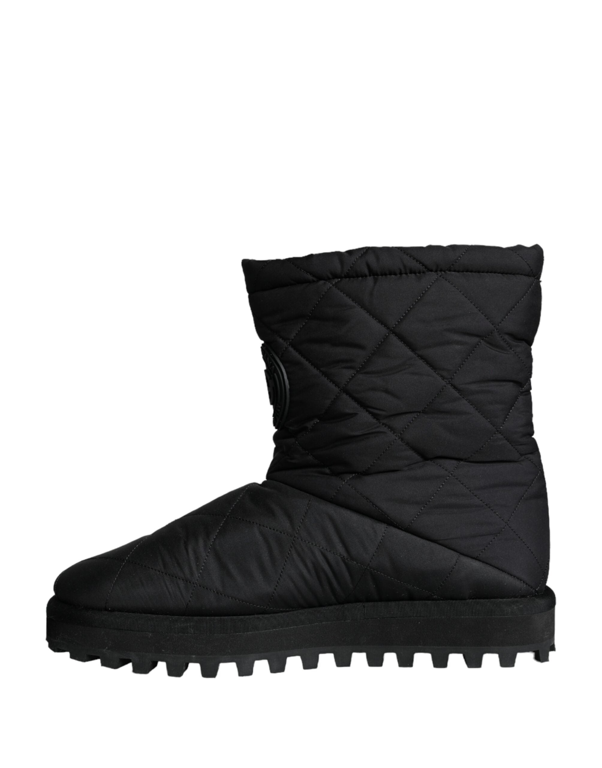 Black Nylon Padded Mid Calf Men Boots Shoes - ventzia