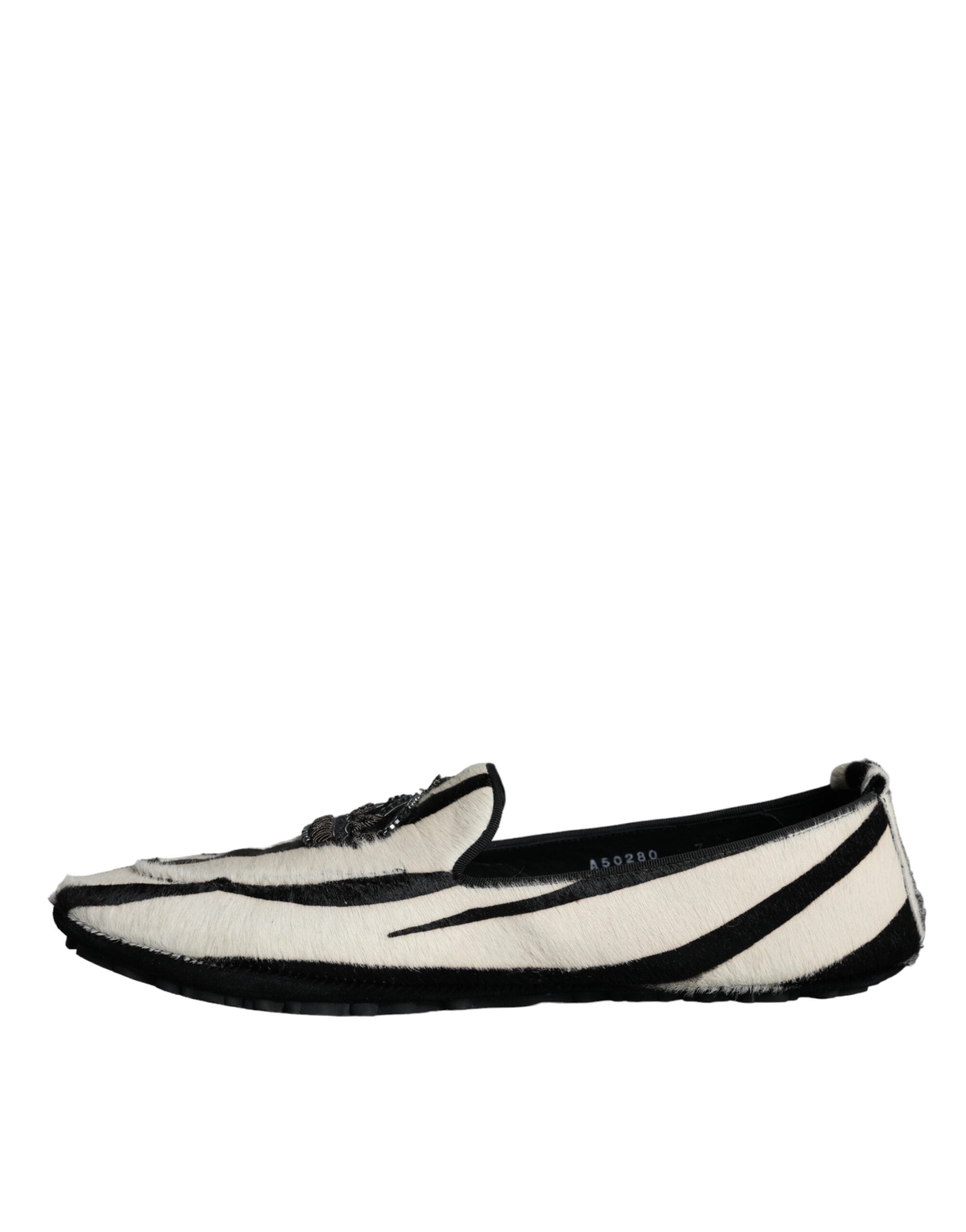 Black White Calf Fur Slip On Loafers Men Shoes - ventzia
