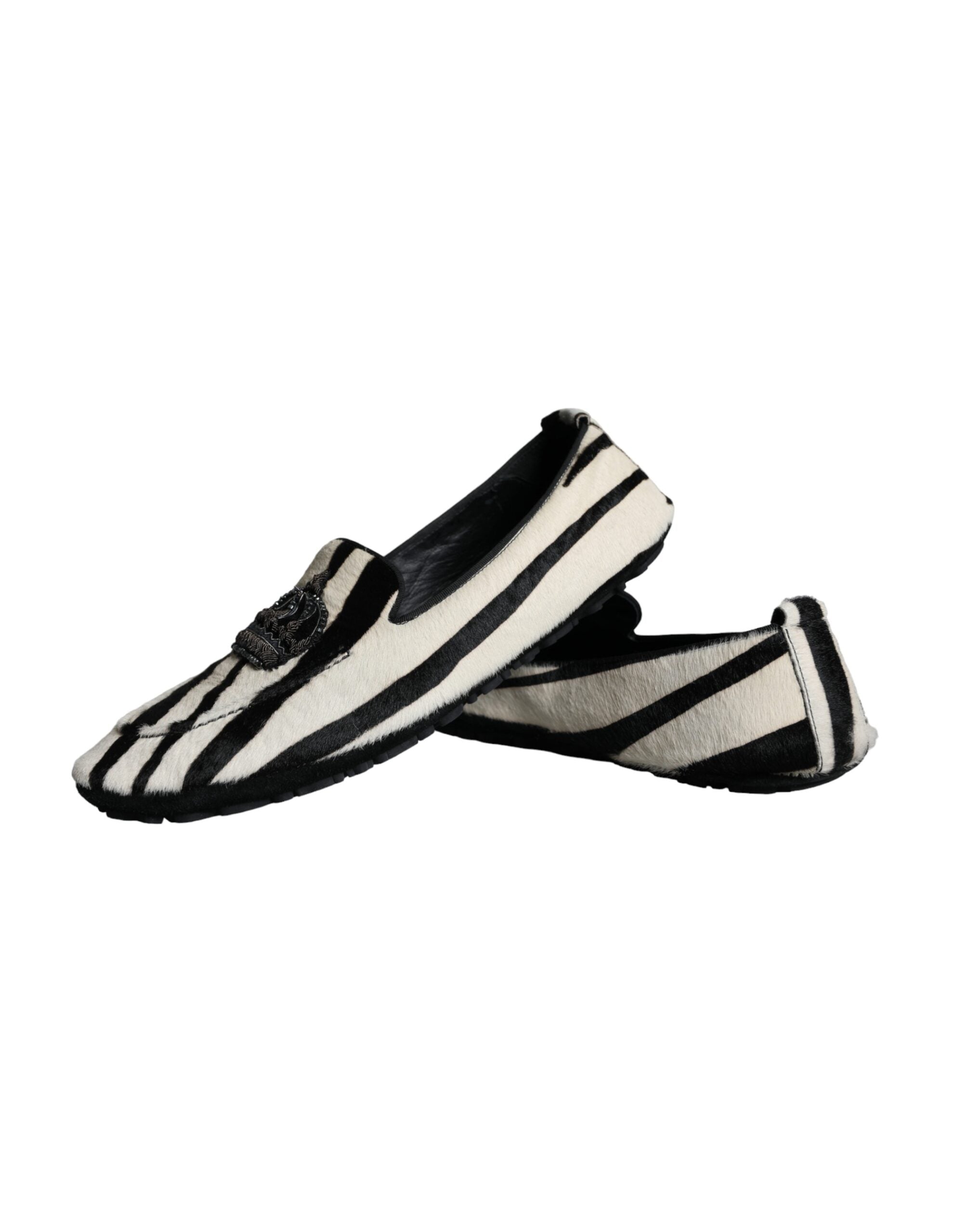 Black White Calf Fur Slip On Loafers Men Shoes - ventzia