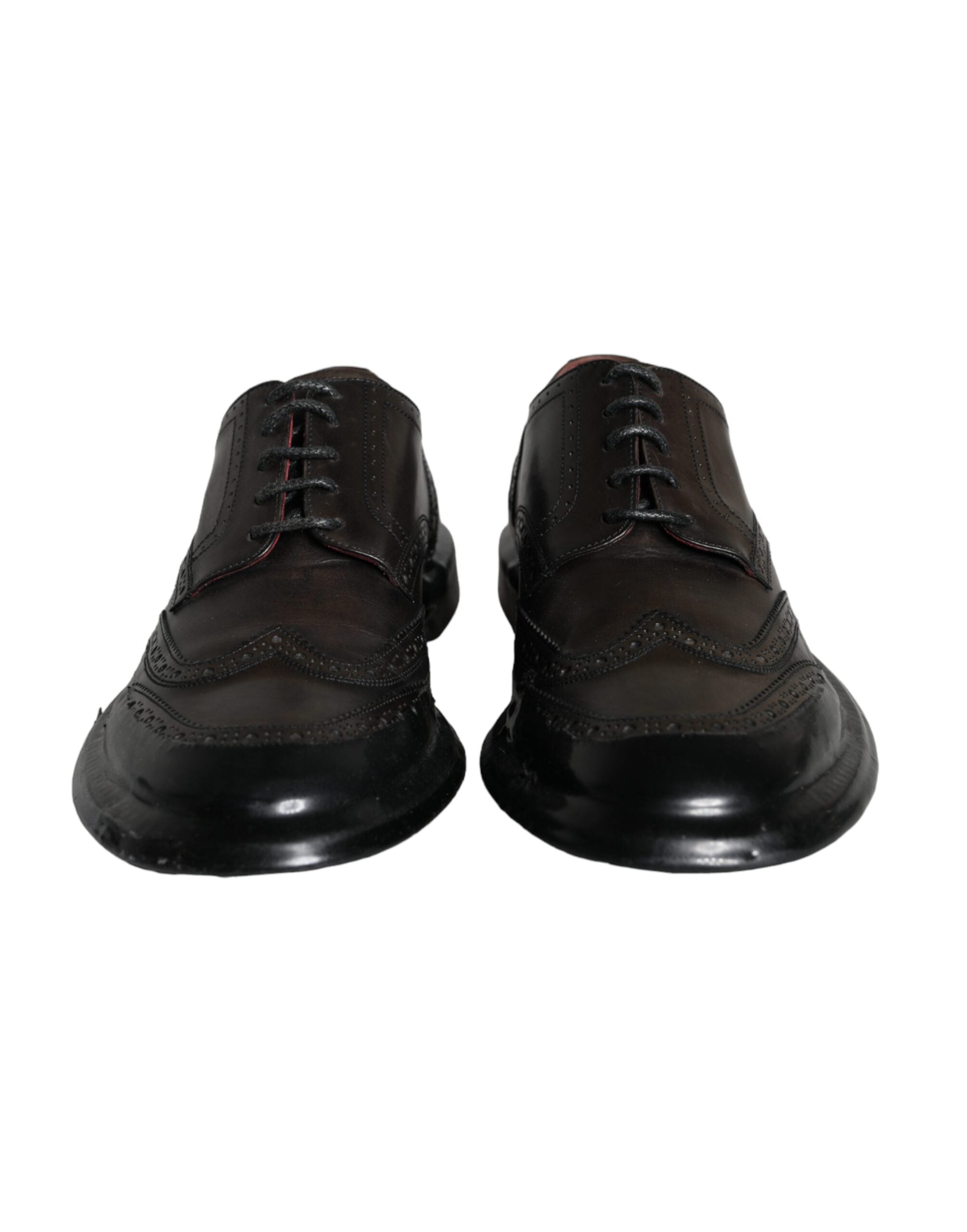 Black Leather Oxford Wingtip Formal Men Shoes - ventzia