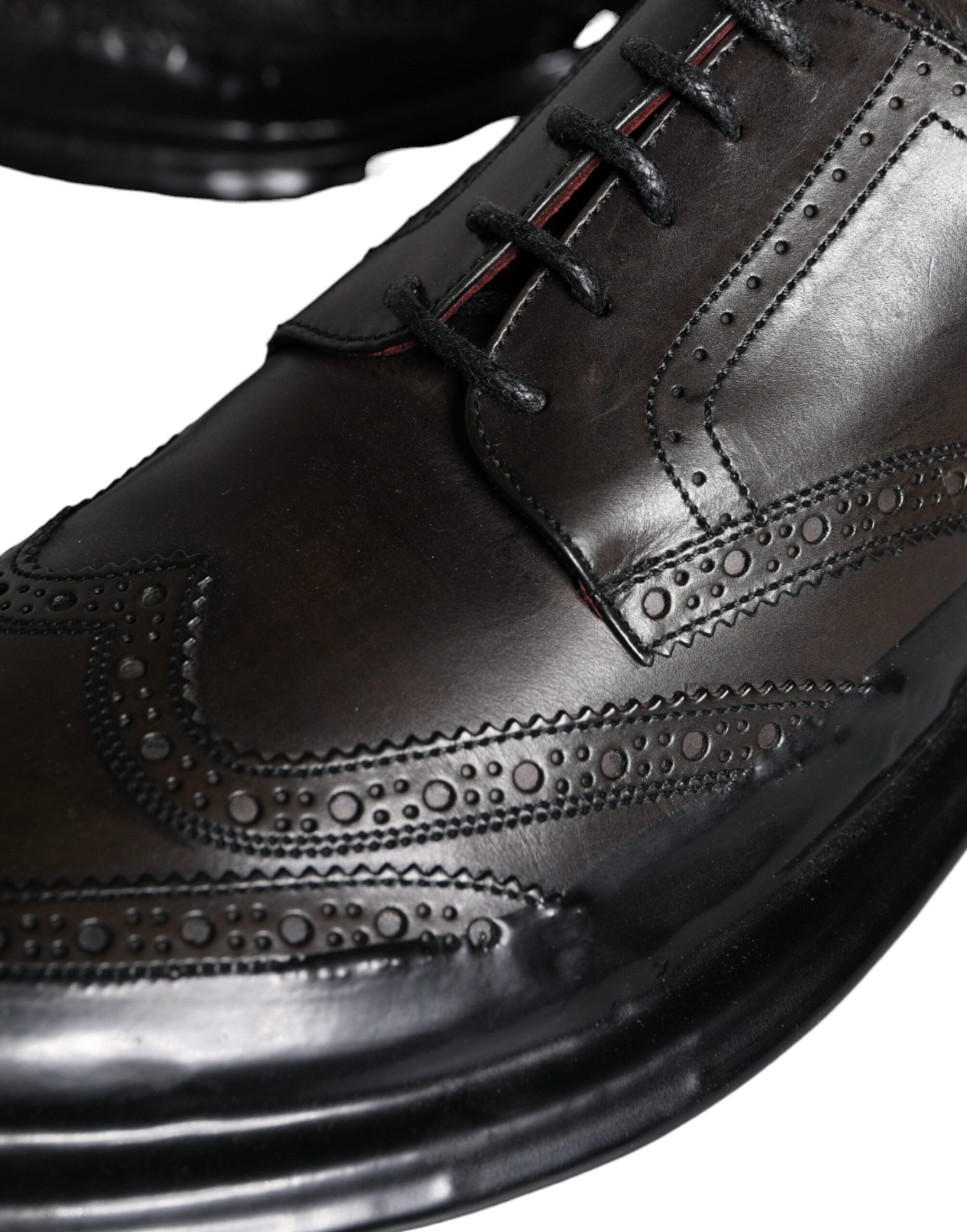 Black Leather Oxford Wingtip Formal Men Shoes - ventzia