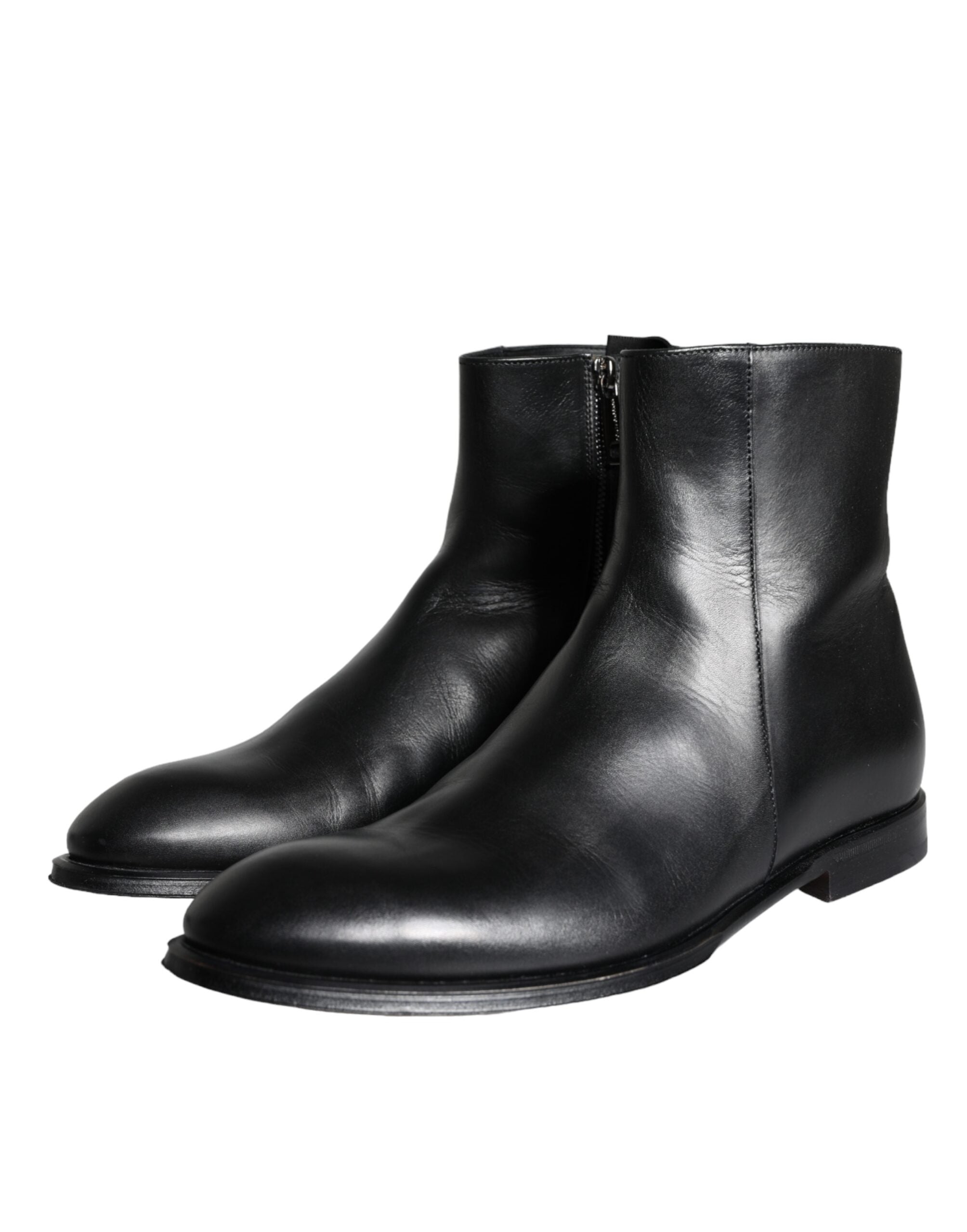 Black Calf Leather Men Ankle Boots Men Shoes - ventzia