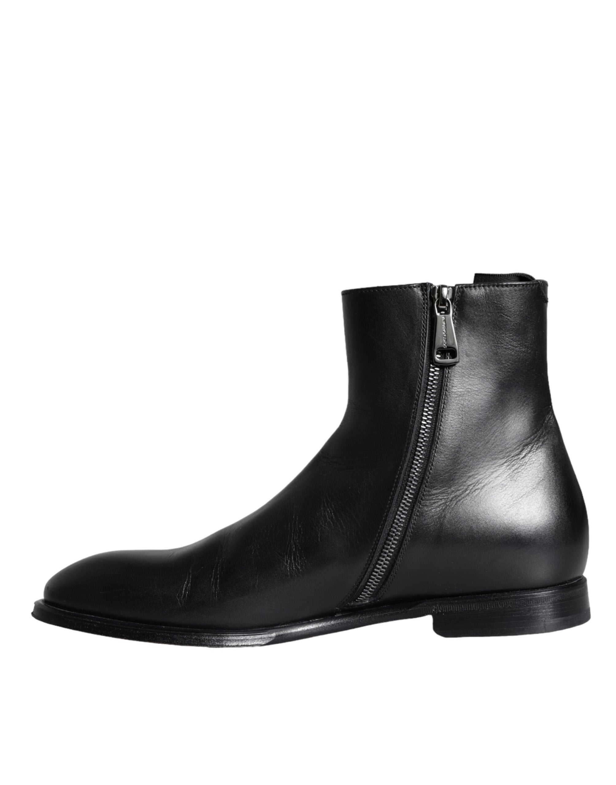 Black Calf Leather Men Ankle Boots Men Shoes - ventzia