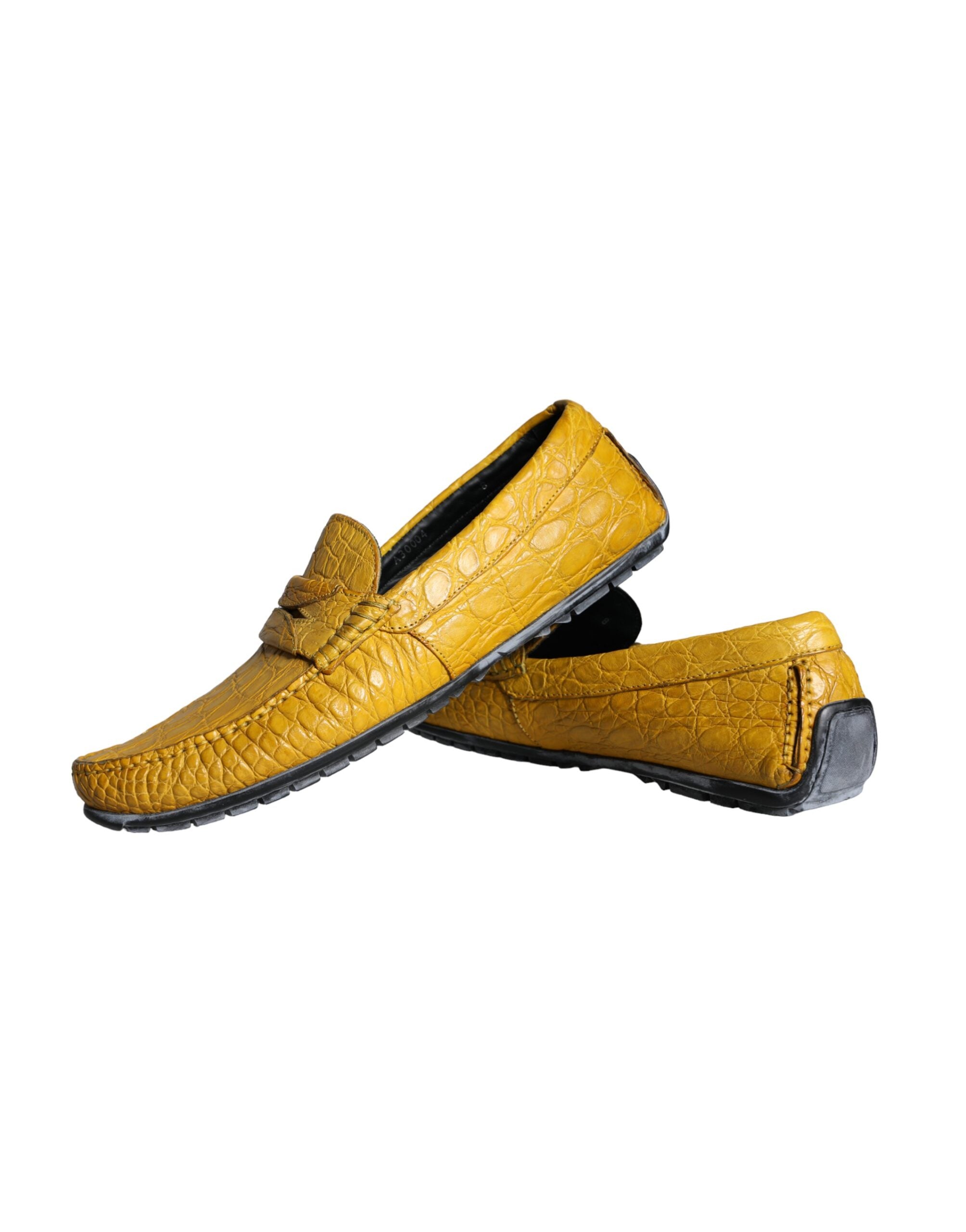 Yellow Leather Slip Mocassin Loafers Shoes - ventzia