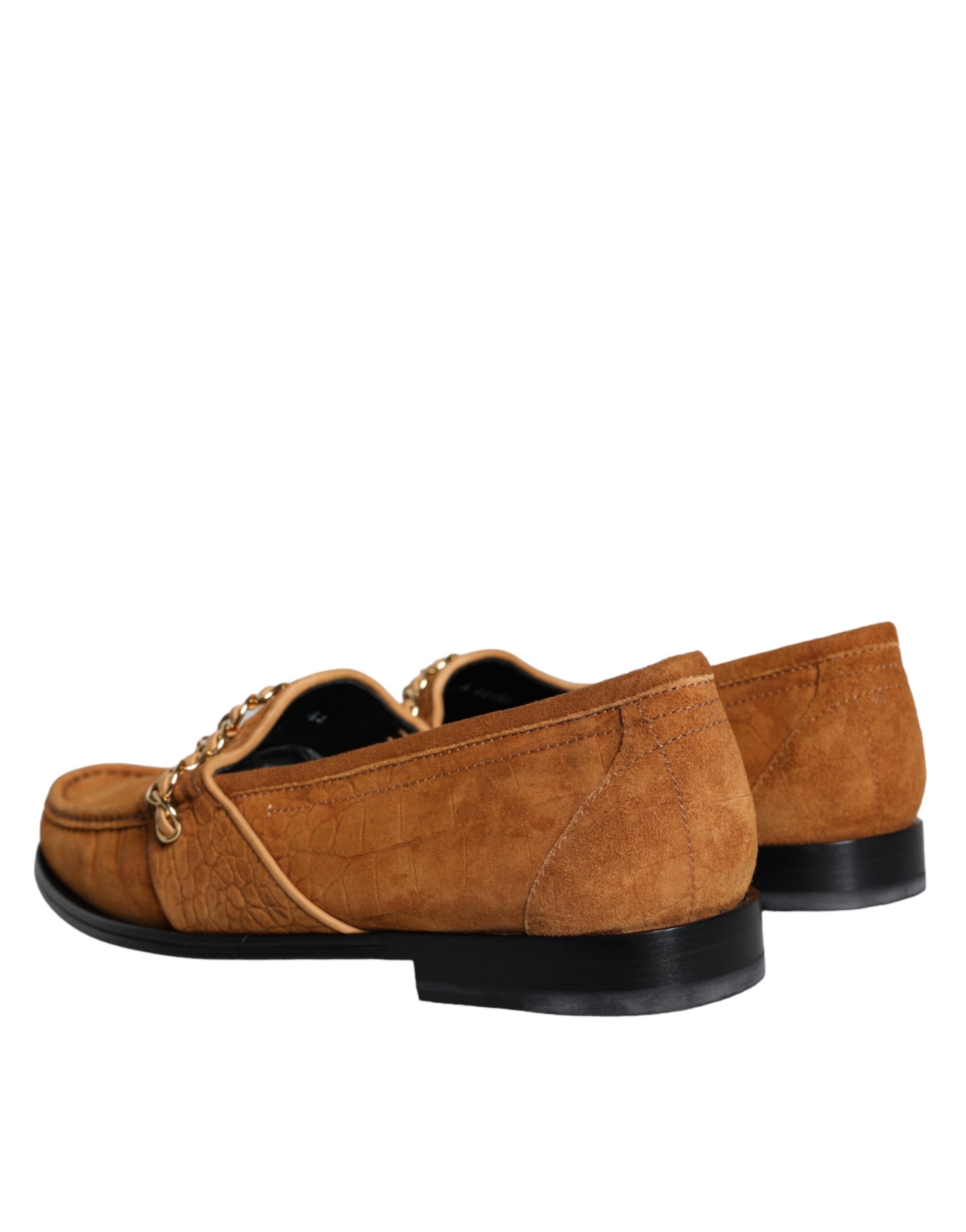 Brown Velvet Leather Logo Mocassin Slip On Shoes - ventzia