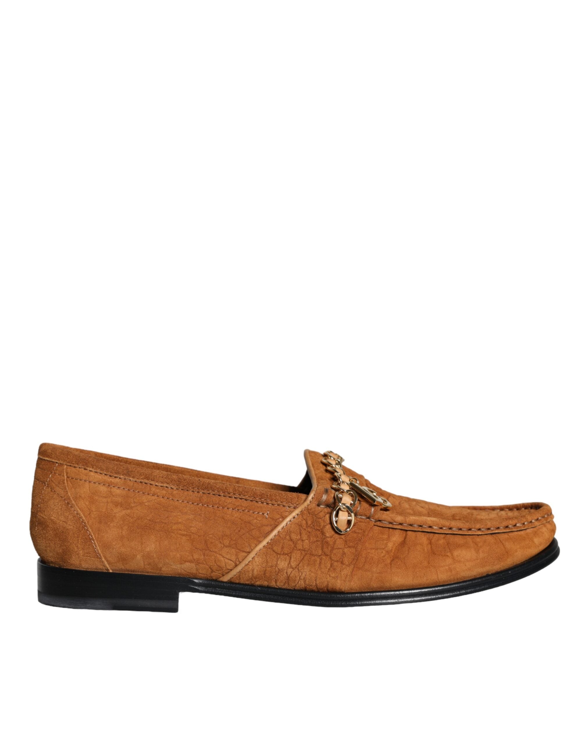 Brown Velvet Leather Logo Mocassin Slip On Shoes - ventzia