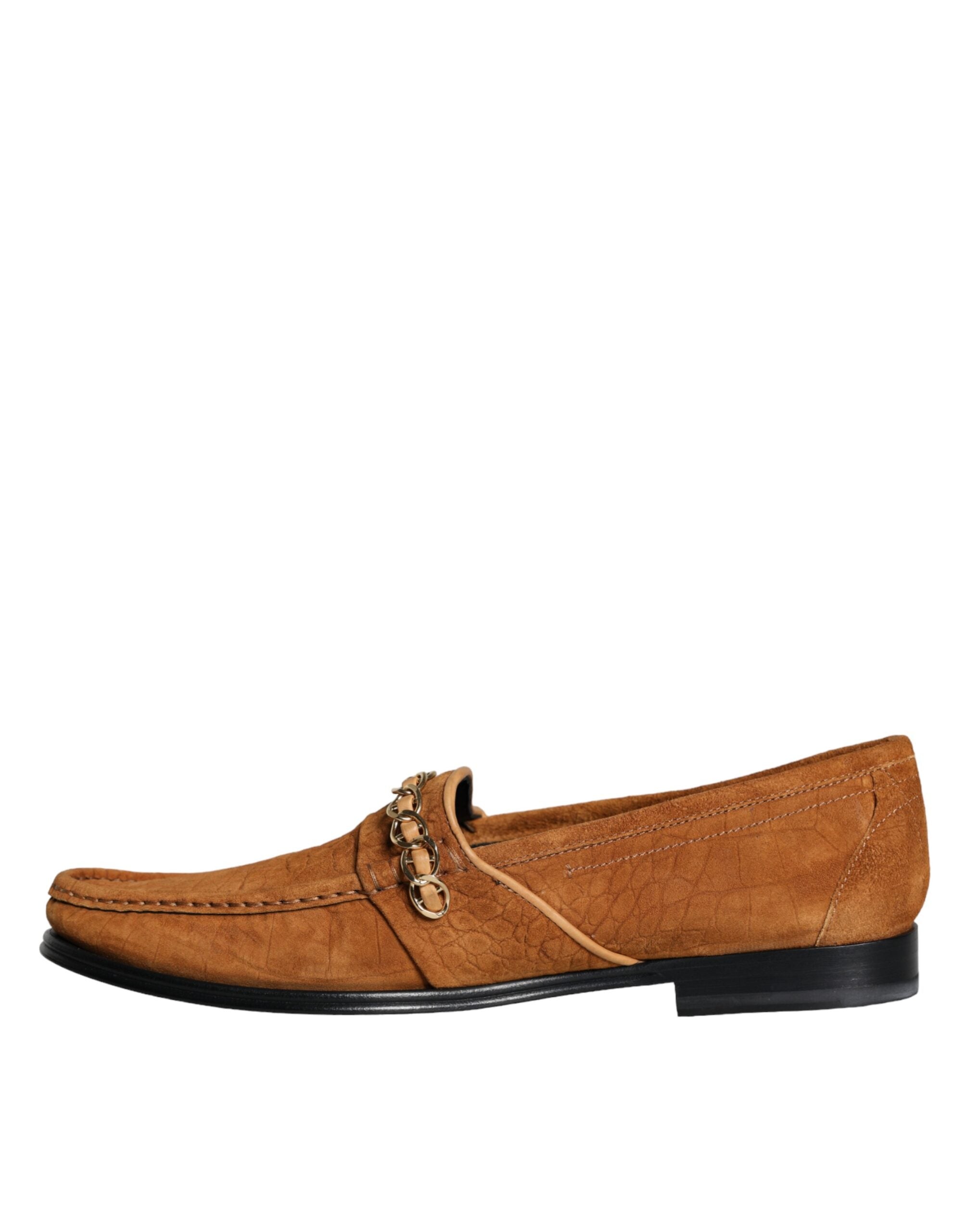 Brown Velvet Leather Logo Mocassin Slip On Shoes - ventzia