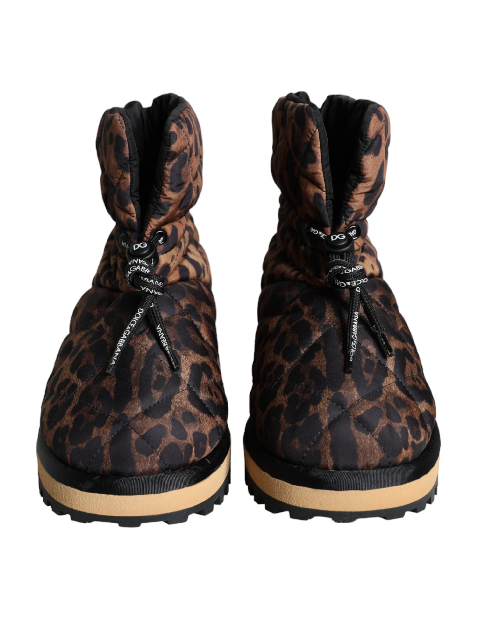 Brown Leopard Ankle Boots Padded Shoes - ventzia