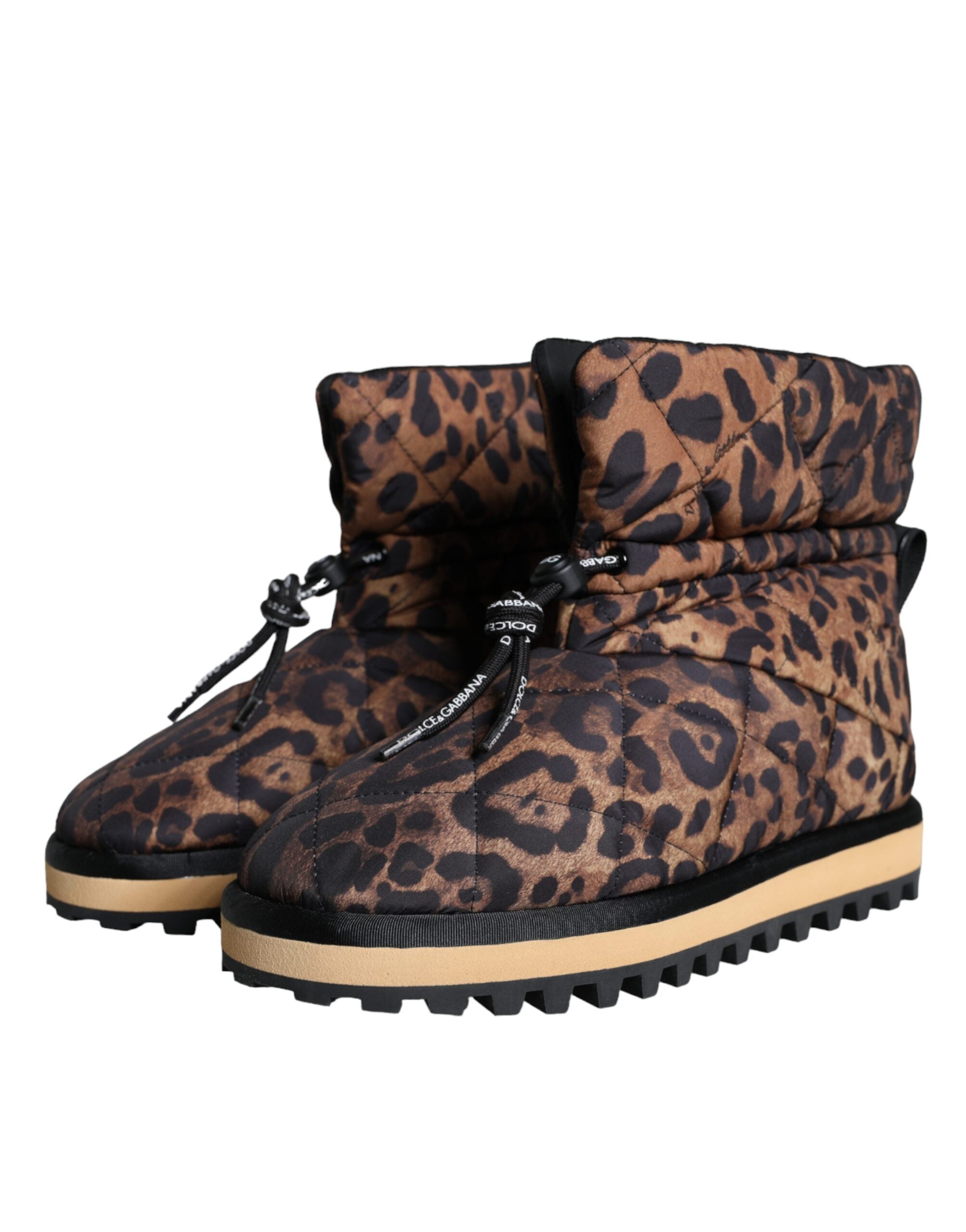 Brown Leopard Ankle Boots Padded Shoes - ventzia