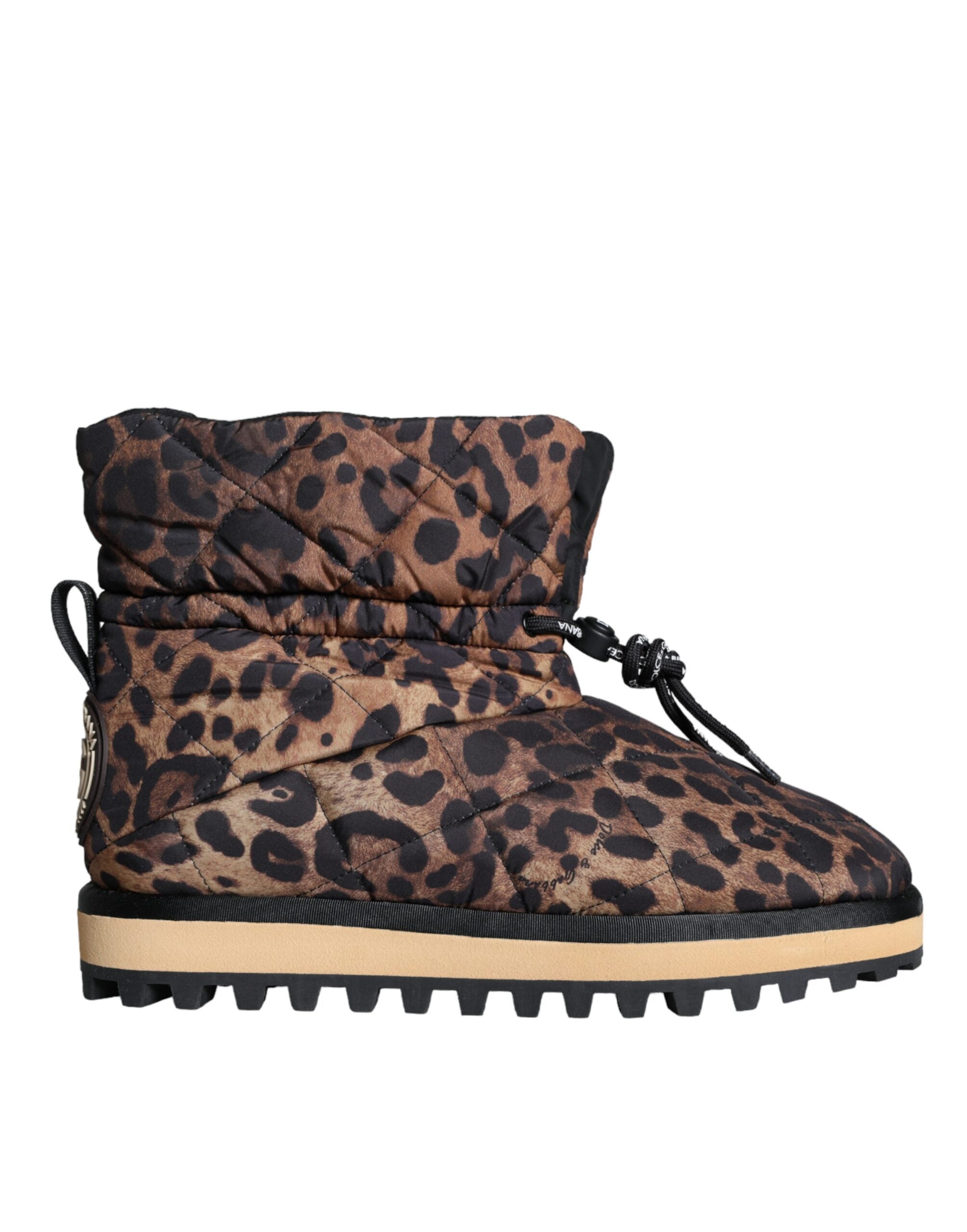 Brown Leopard Ankle Boots Padded Shoes - ventzia