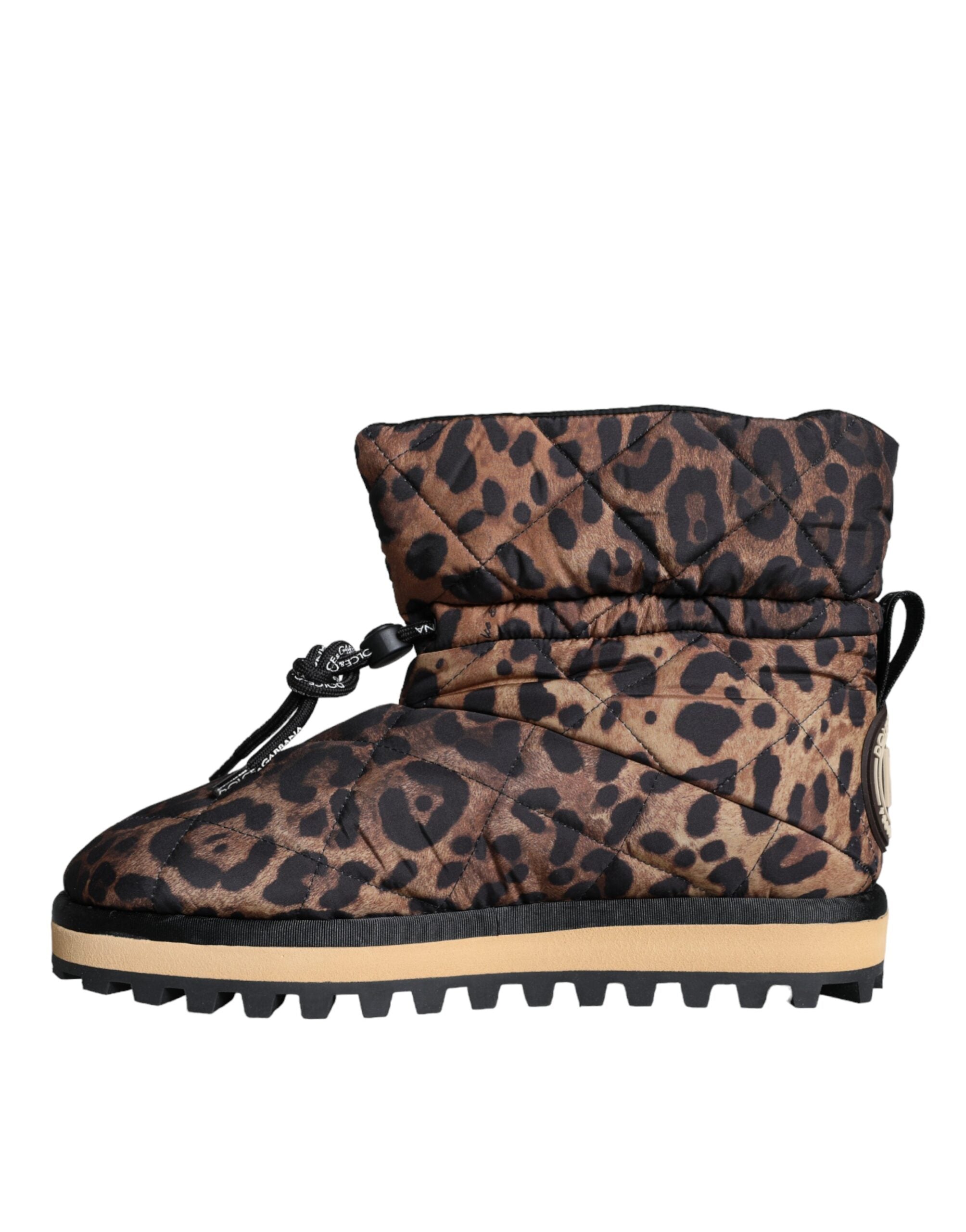 Brown Leopard Ankle Boots Padded Shoes - ventzia