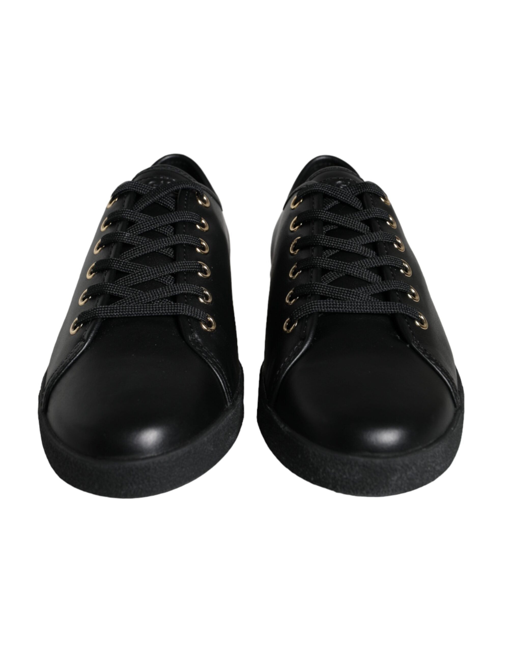 Black Gold Leather Classic Sneakers Shoes - ventzia