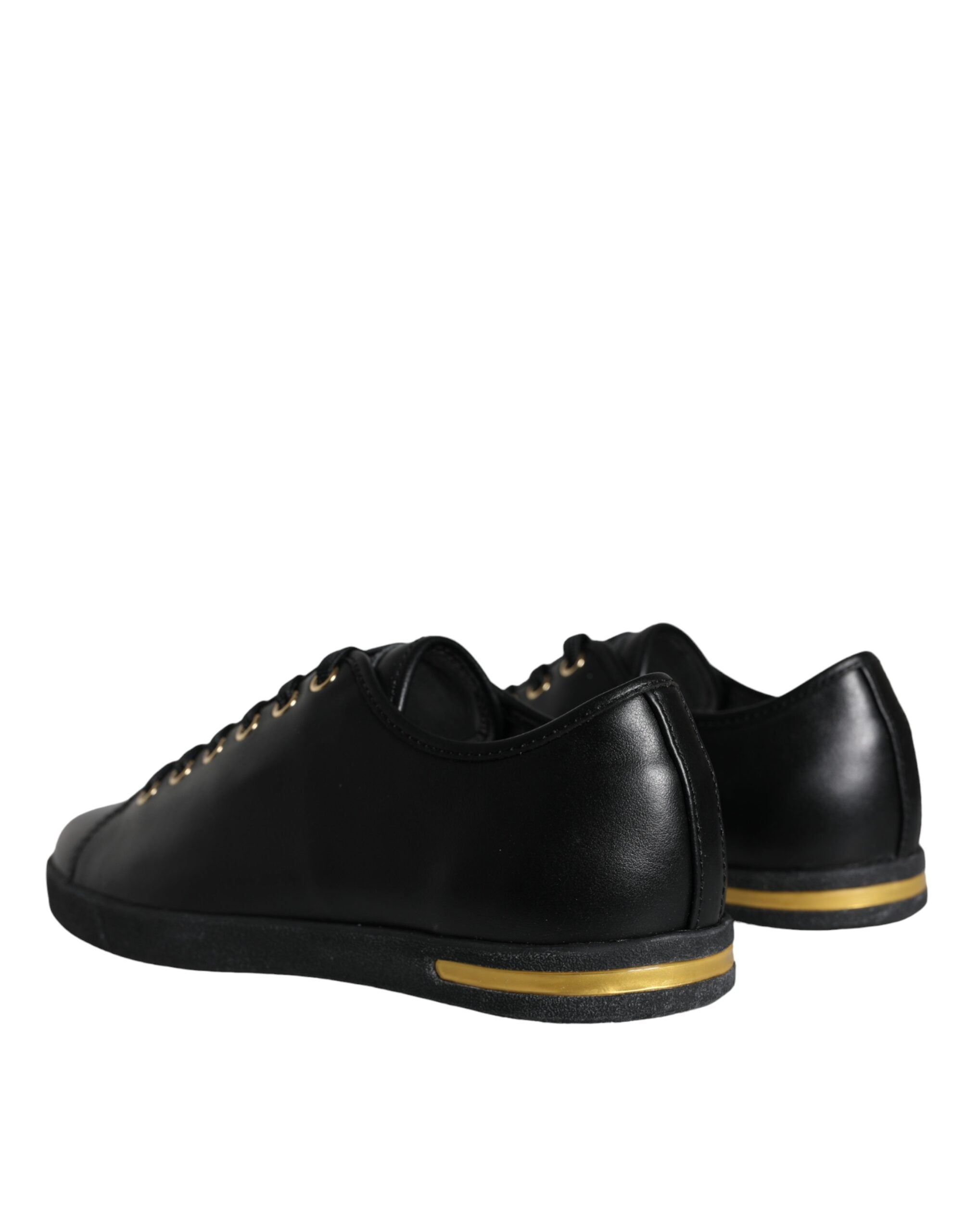 Black Gold Leather Classic Sneakers Shoes - ventzia